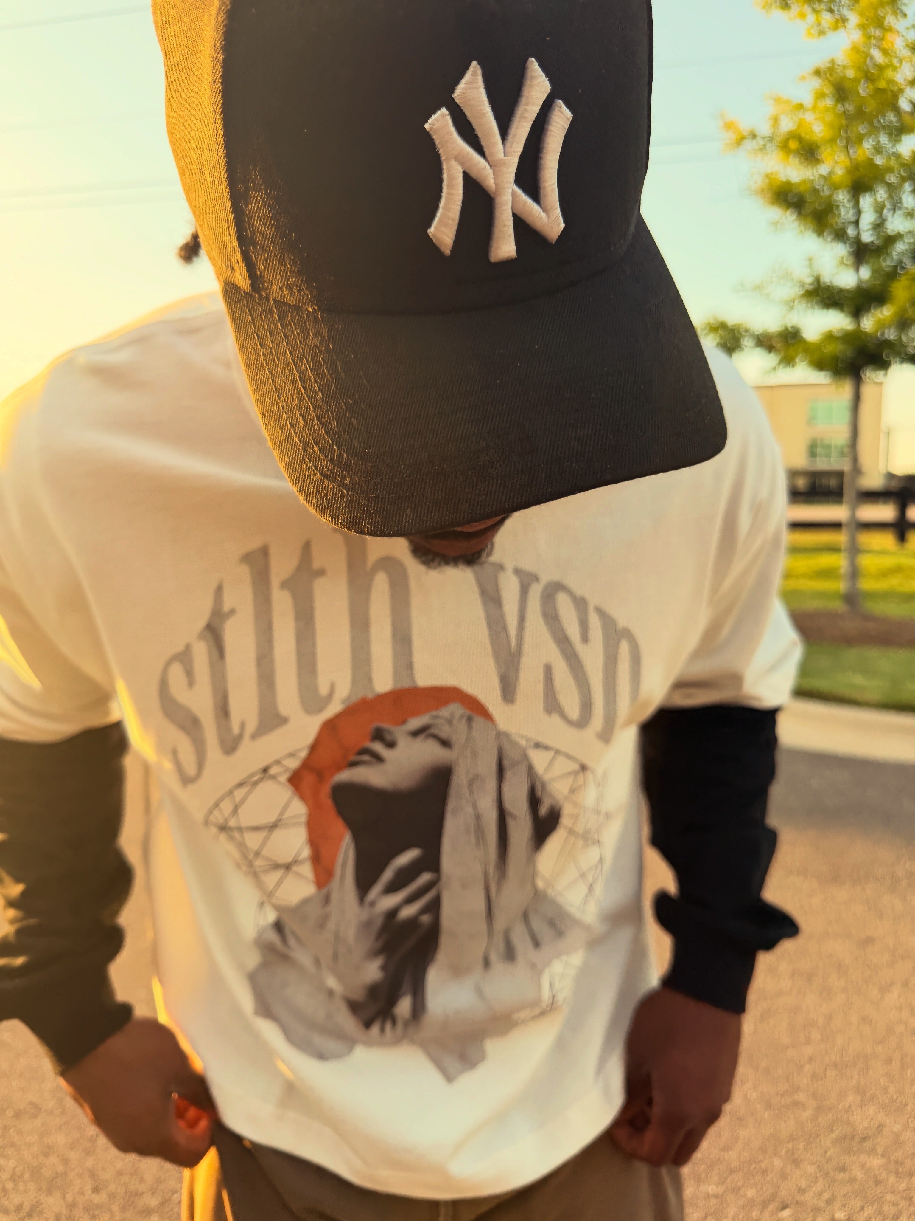 Layered Contrast Sleeve Cotton T-Shirt