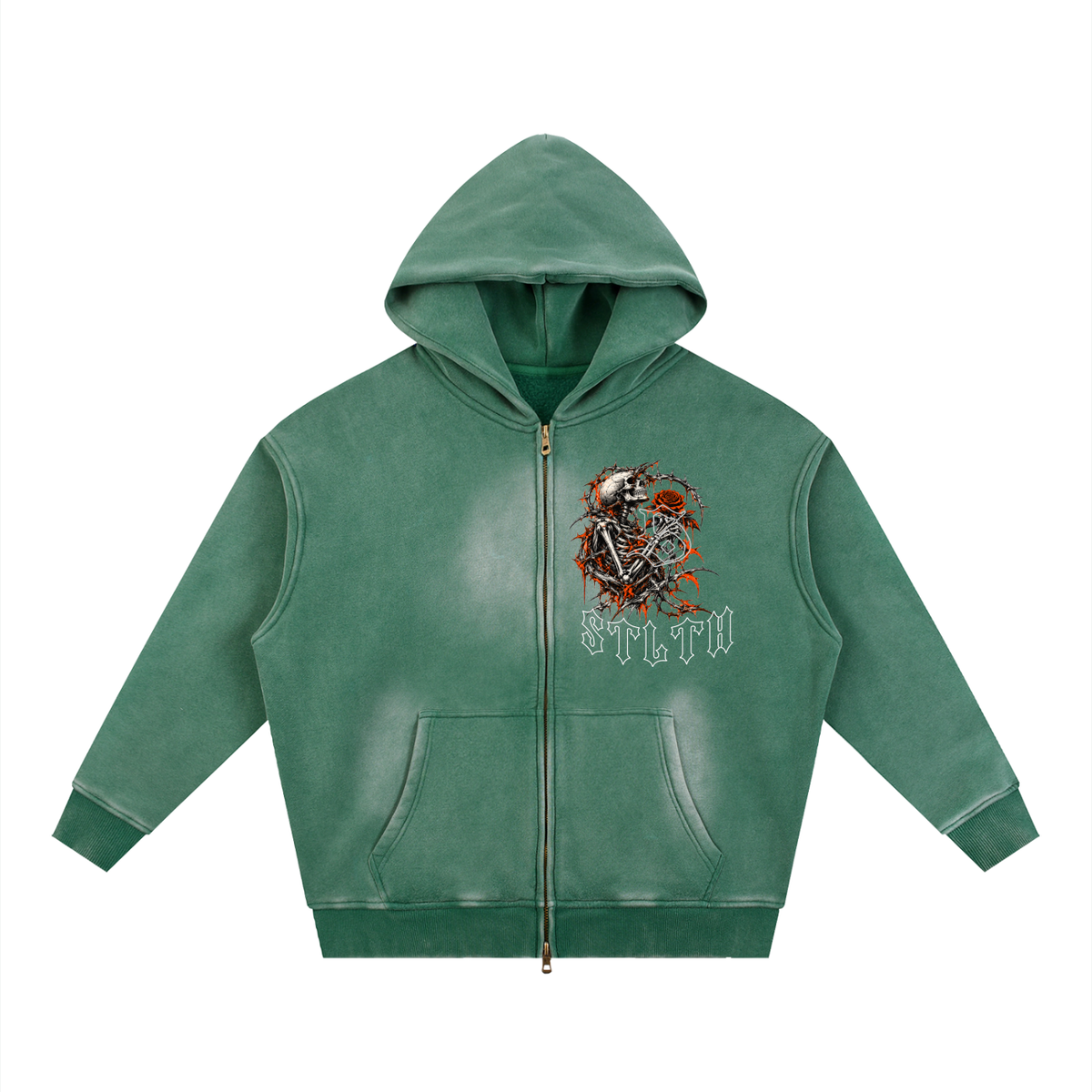 Sunfade Two-way Zipper Boxy Fleece Hoodie
