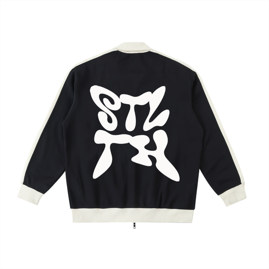 Contrast Trim Stand Collar Jacket