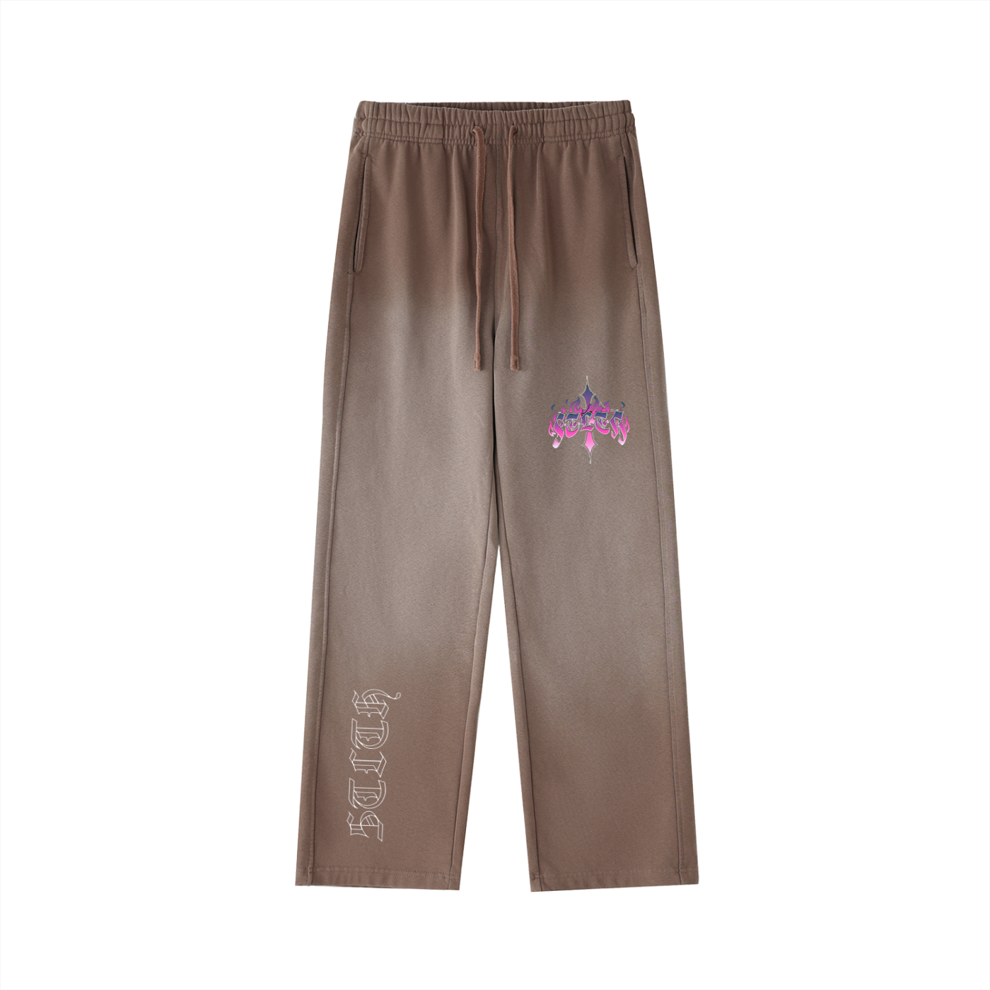 Vintage Washed Gradient Straight-Leg Sweatpants