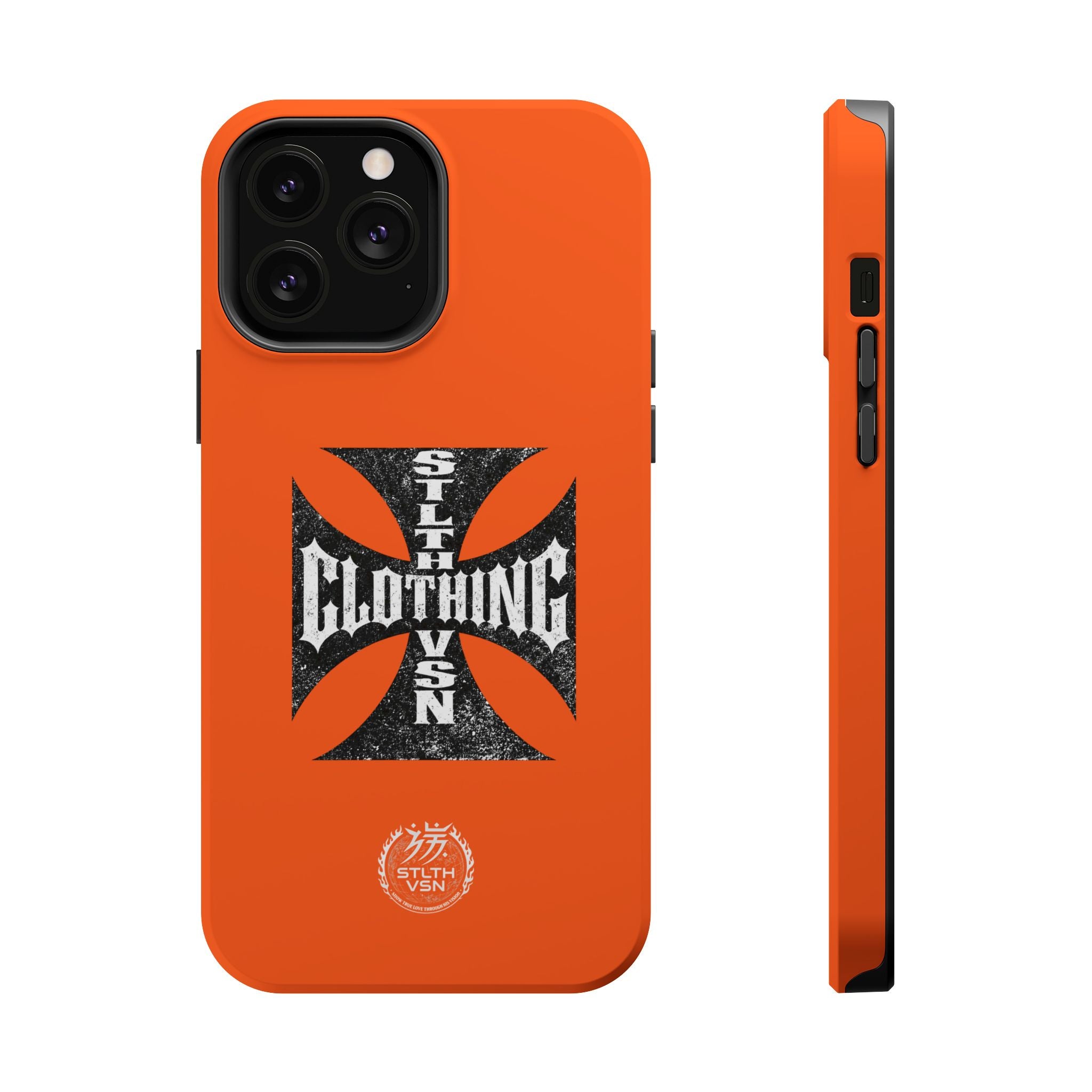 Phone Case — Orange Magnetic Impact-Resistant Case with Bold Cross Logo