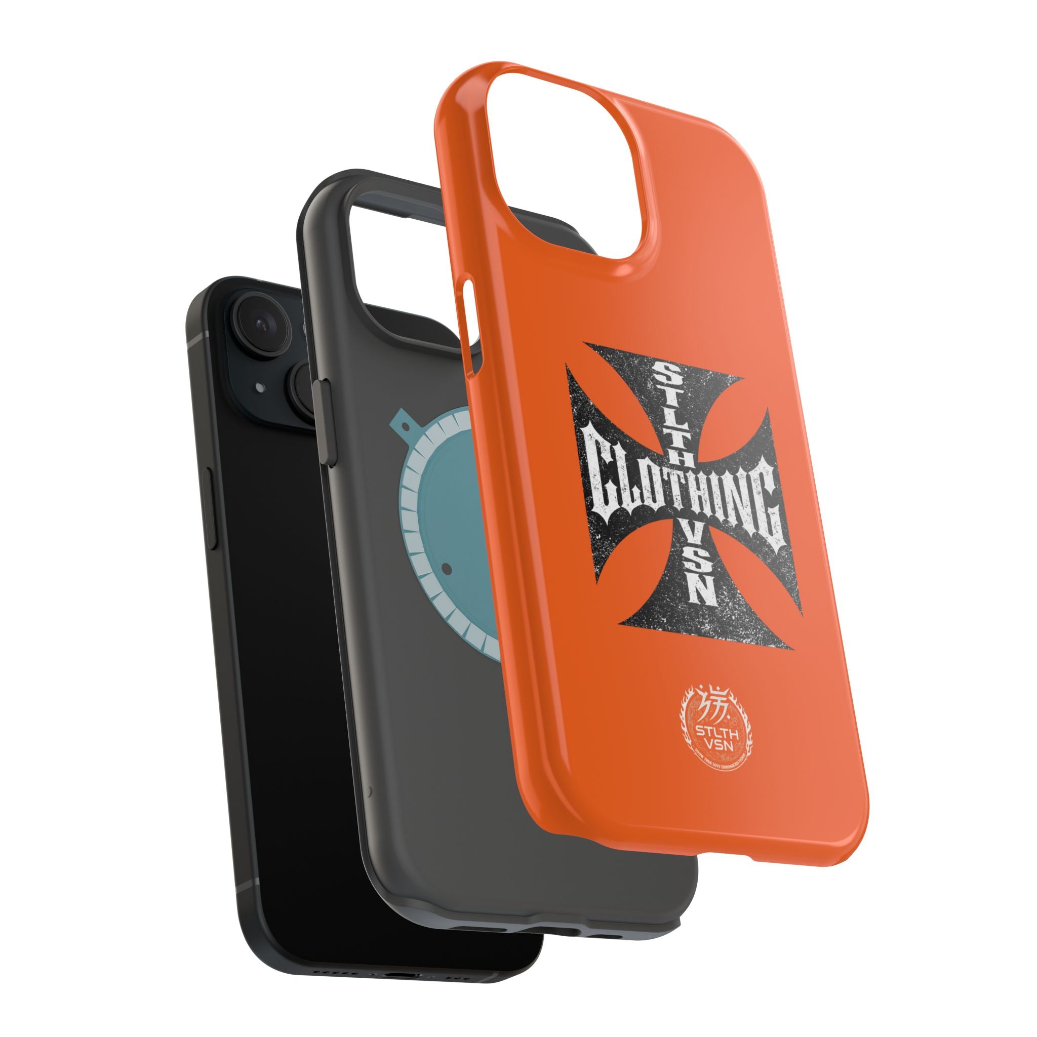 Phone Case — Orange Magnetic Impact-Resistant Case with Bold Cross Logo