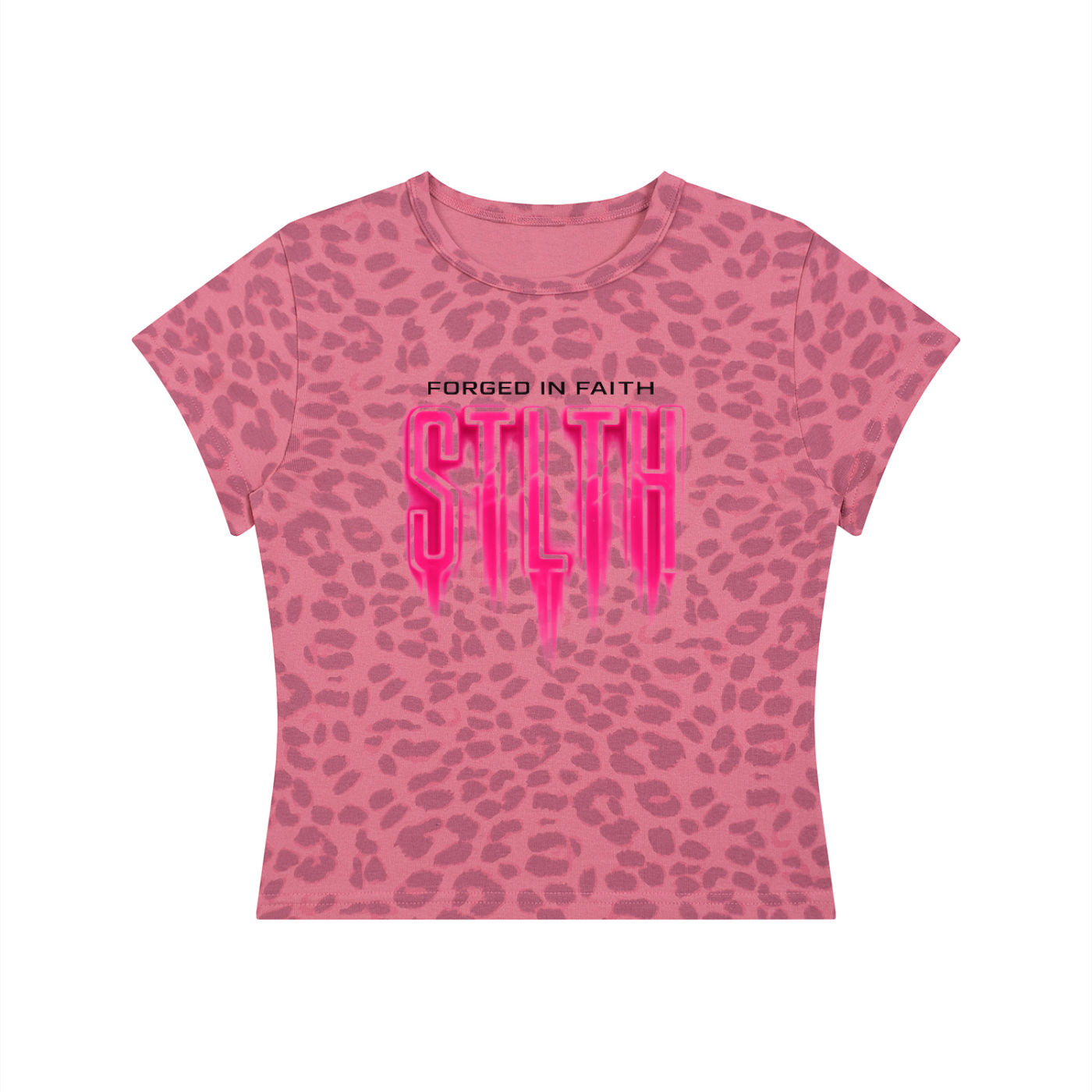 Forged in Faith Women’s Leopard Print Crop T-Shirt