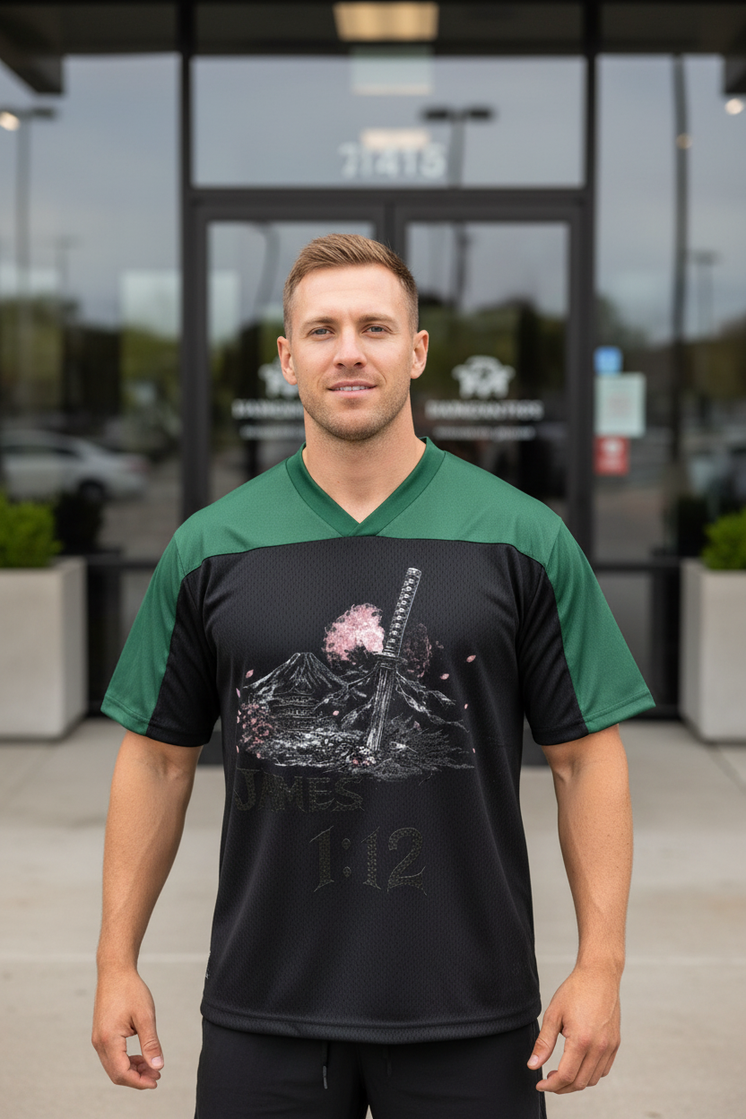 Blossom Oversized Mesh V-Neck Soccer Jersey