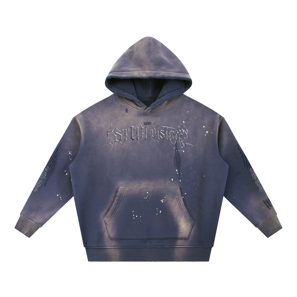 Vintage Washed Frayed Fleece Hoodie