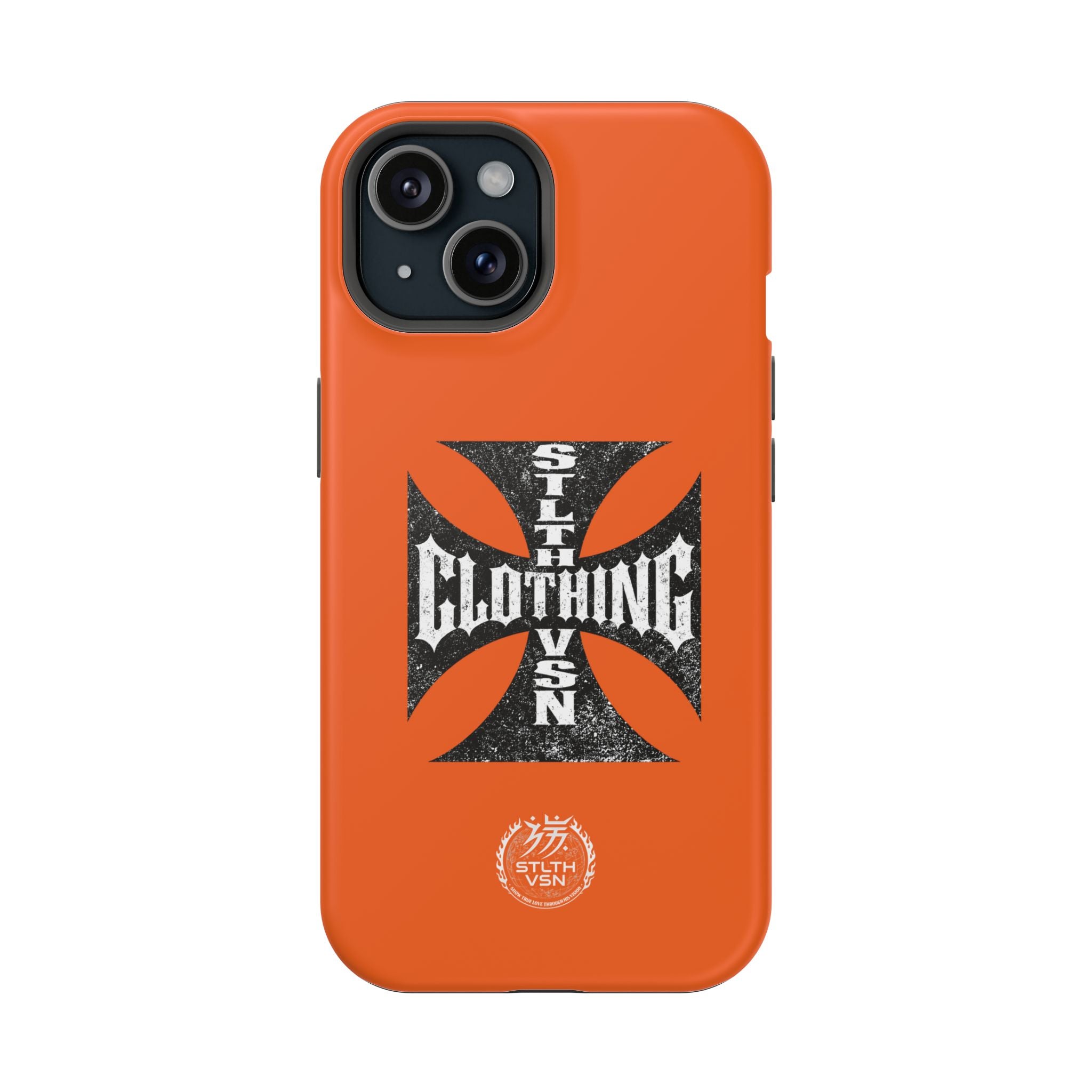 Phone Case — Orange Magnetic Impact-Resistant Case with Bold Cross Logo