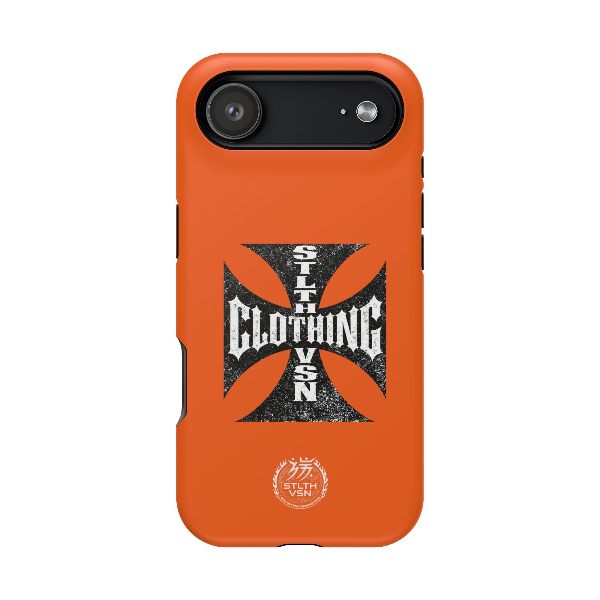Phone Case — Orange Magnetic Impact-Resistant Case with Bold Cross Logo