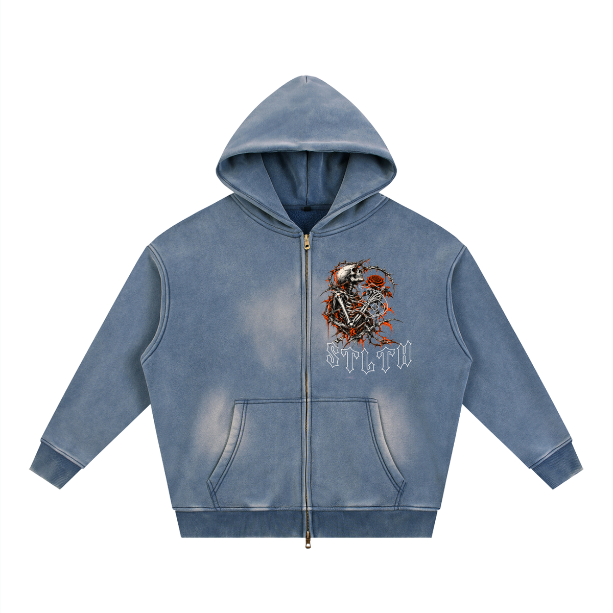 Sunfade Two-way Zipper Boxy Fleece Hoodie