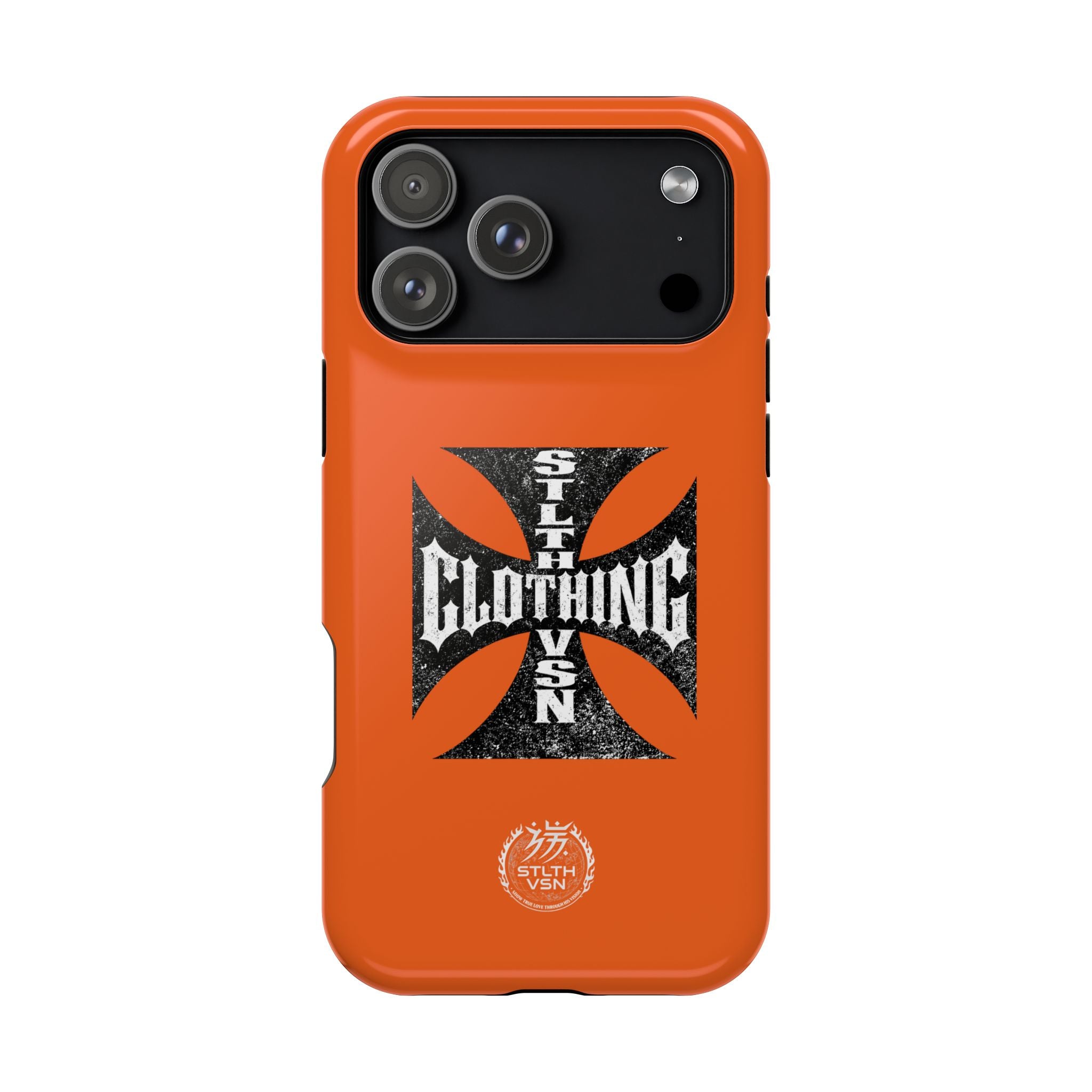 Phone Case — Orange Magnetic Impact-Resistant Case with Bold Cross Logo