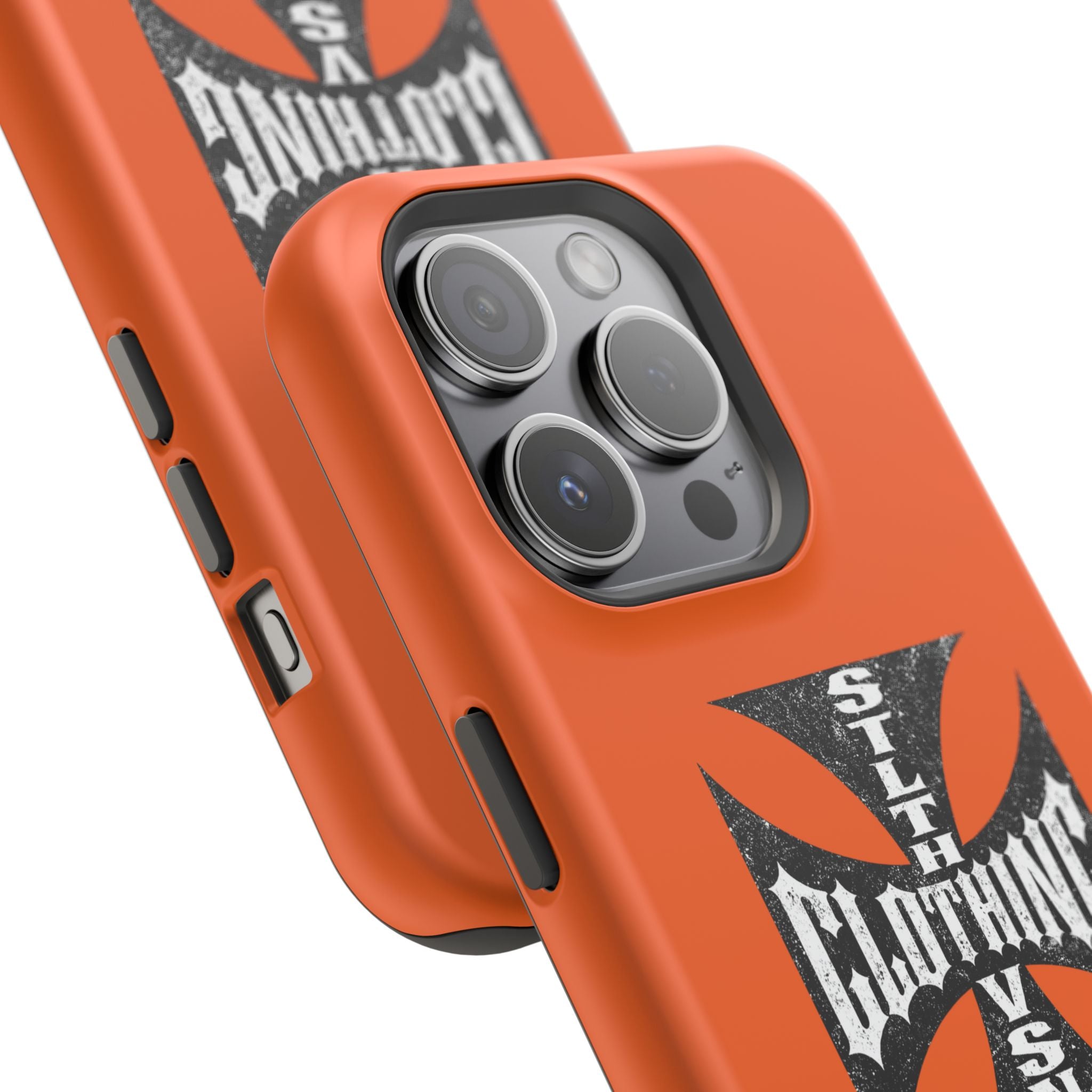 Phone Case — Orange Magnetic Impact-Resistant Case with Bold Cross Logo