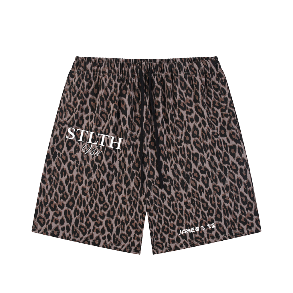 Unisex Leopard Drawstring Shorts