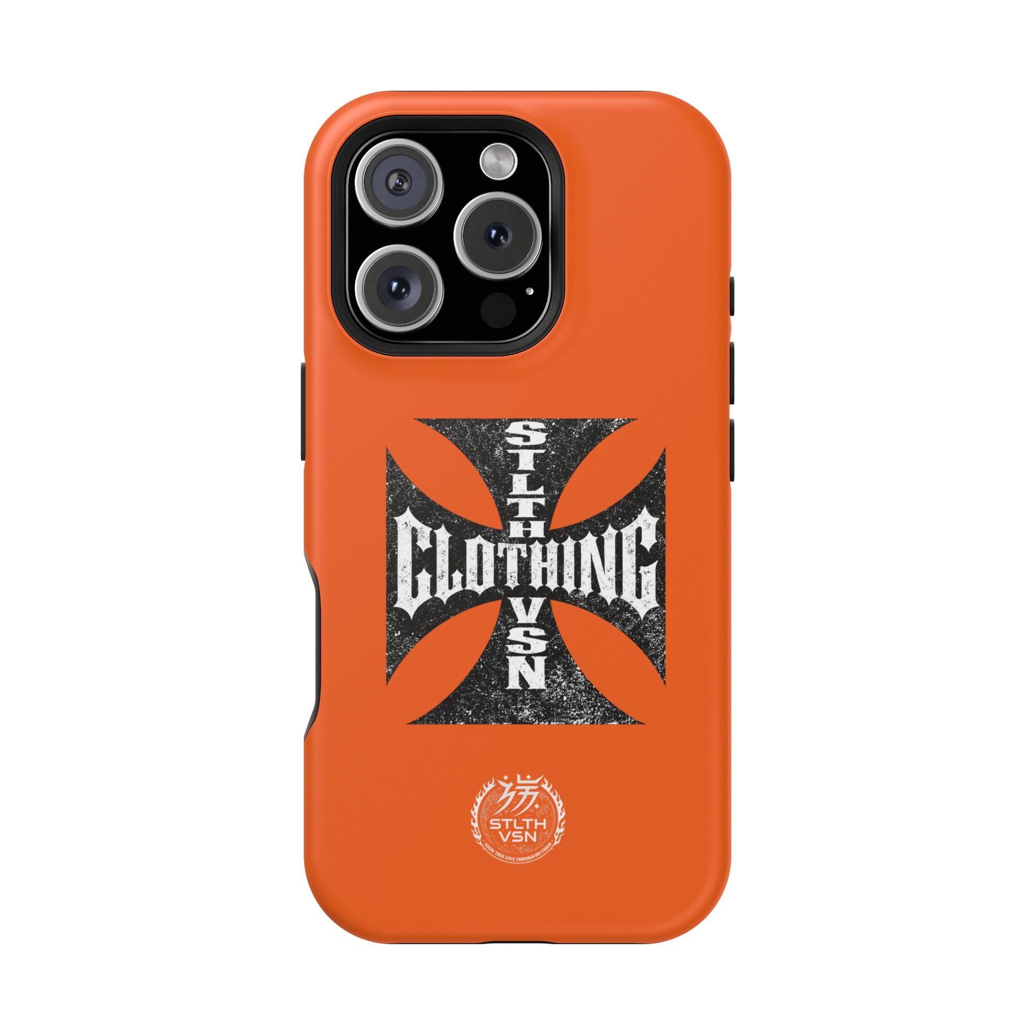 Phone Case — Orange Magnetic Impact-Resistant Case with Bold Cross Logo