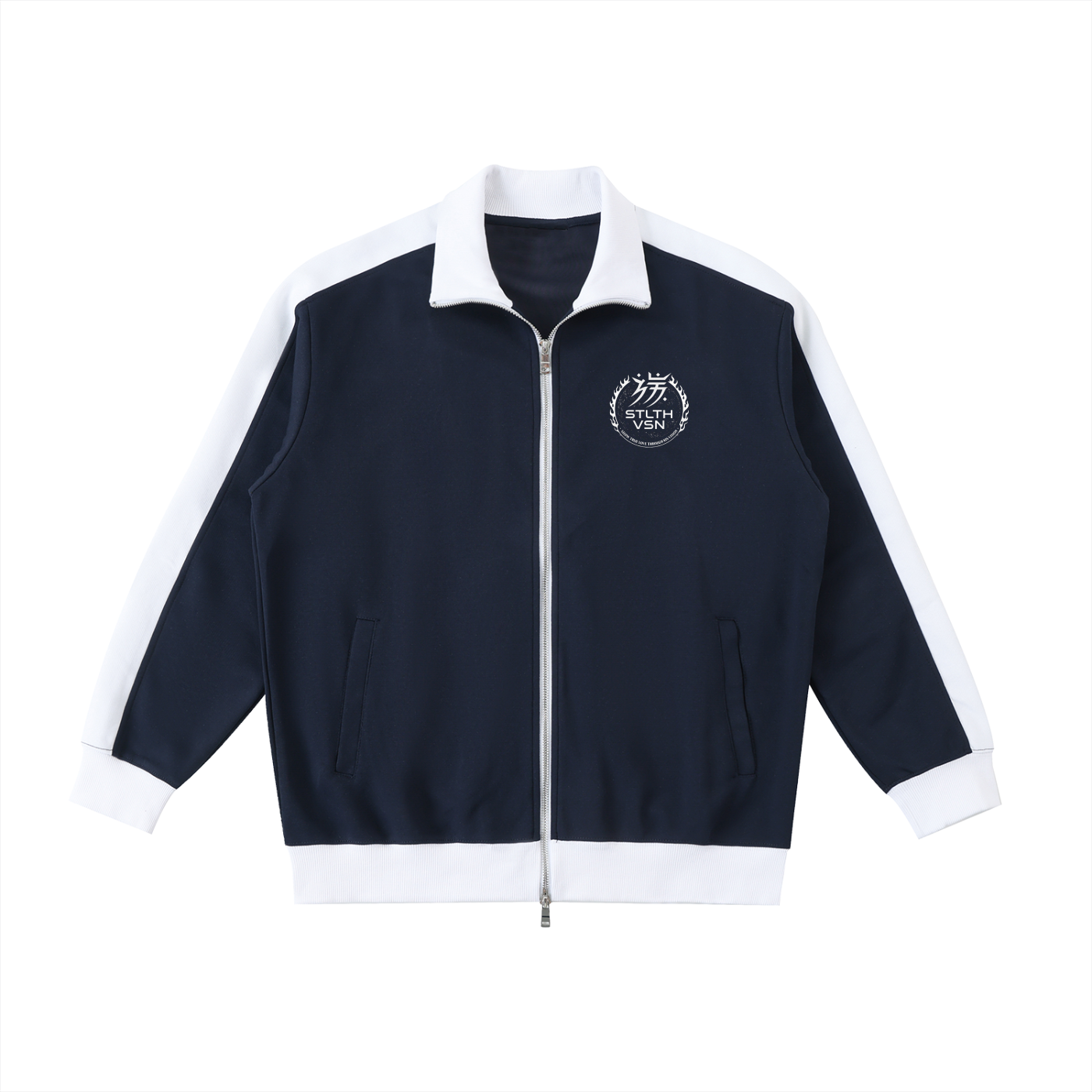 Contrast Trim Stand Collar Jacket