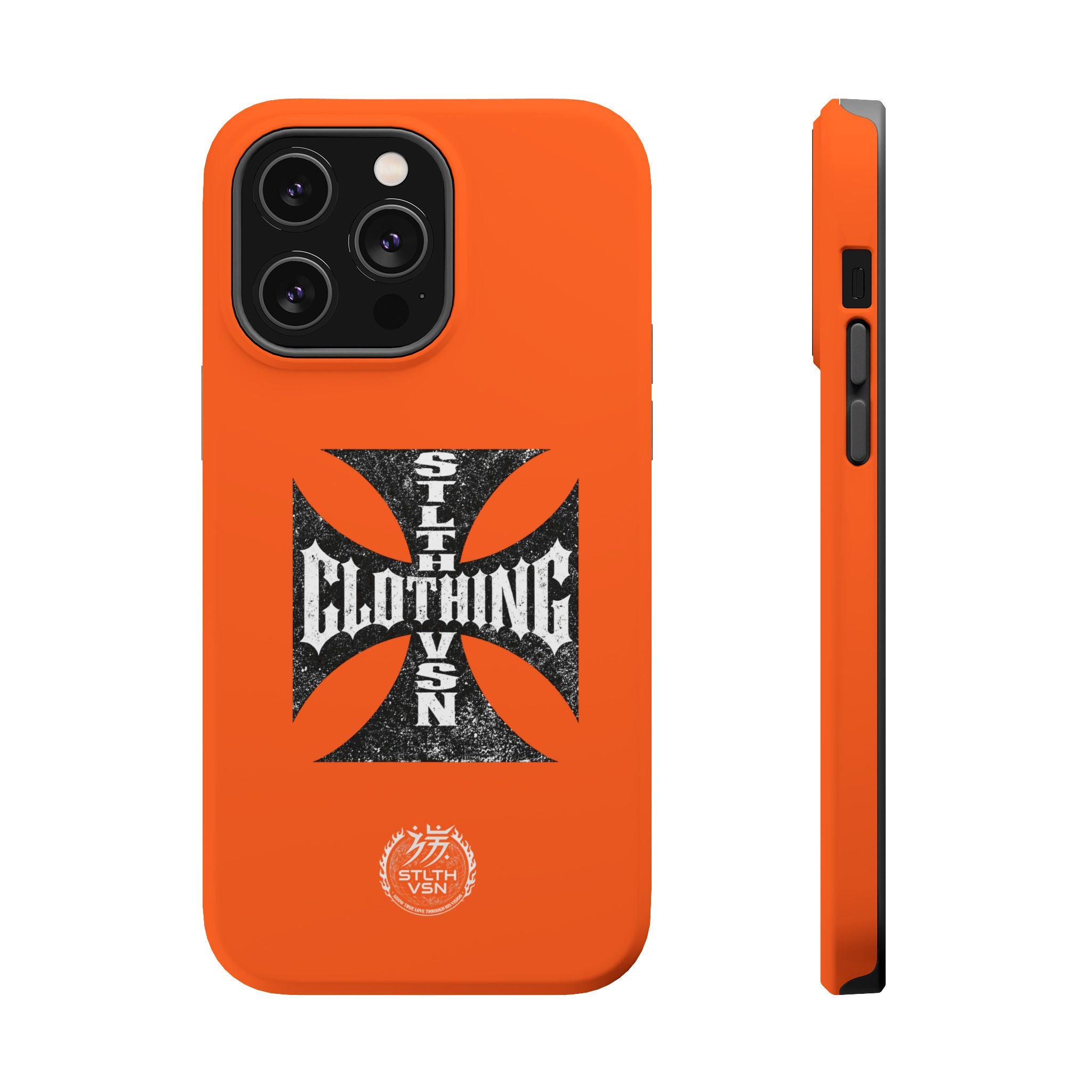 Phone Case — Orange Magnetic Impact-Resistant Case with Bold Cross Logo
