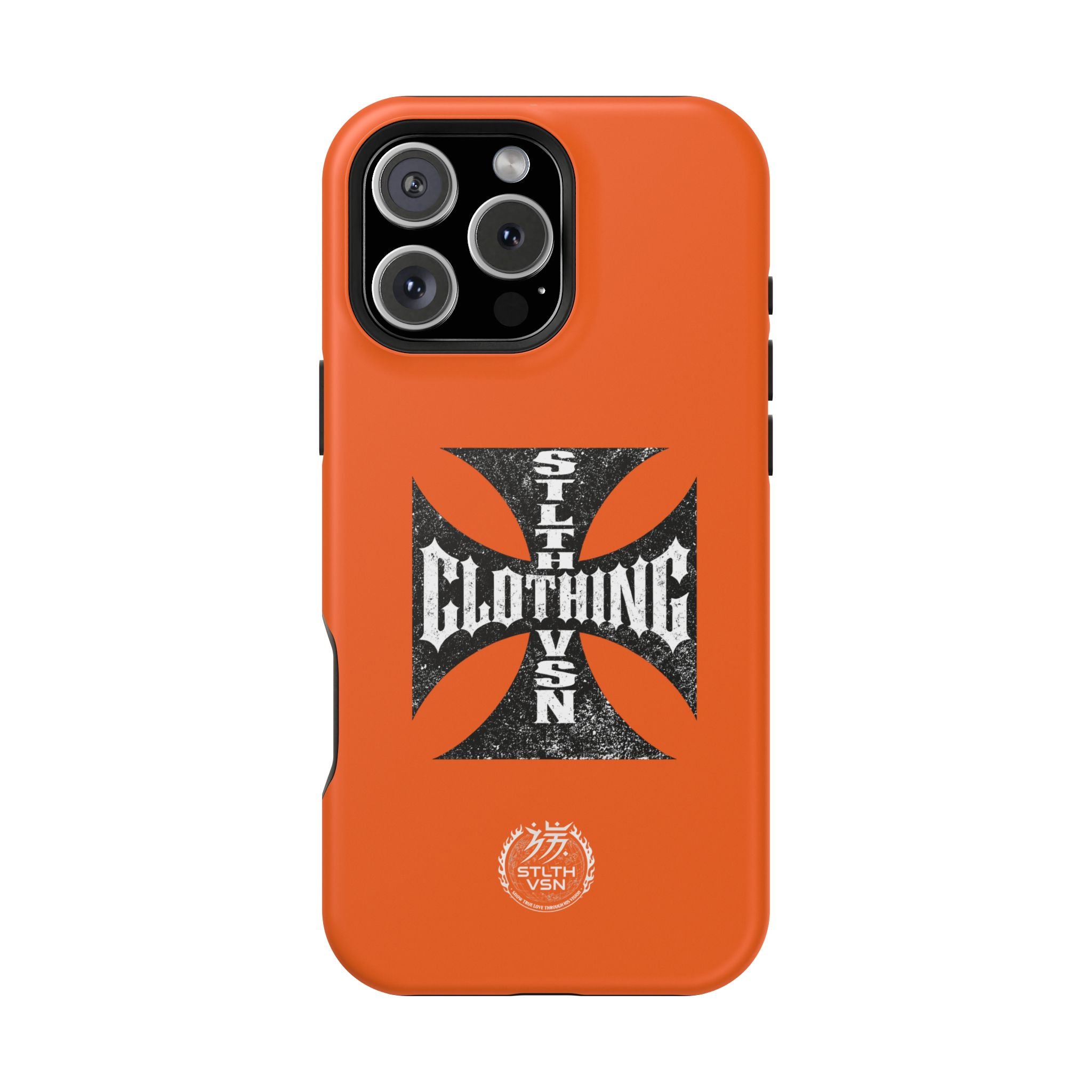 Phone Case — Orange Magnetic Impact-Resistant Case with Bold Cross Logo