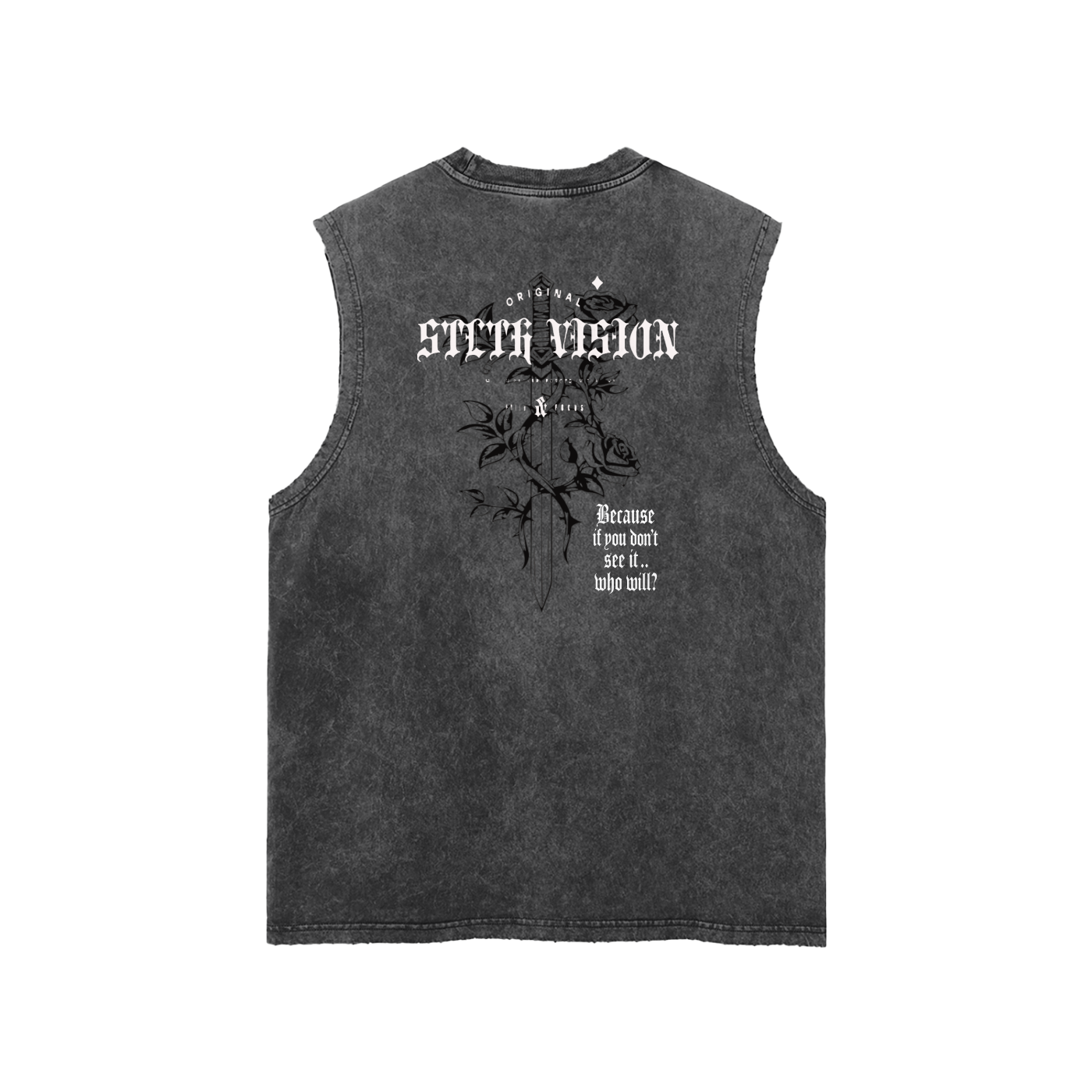 Snow Washed Frayed Hem Tank Top