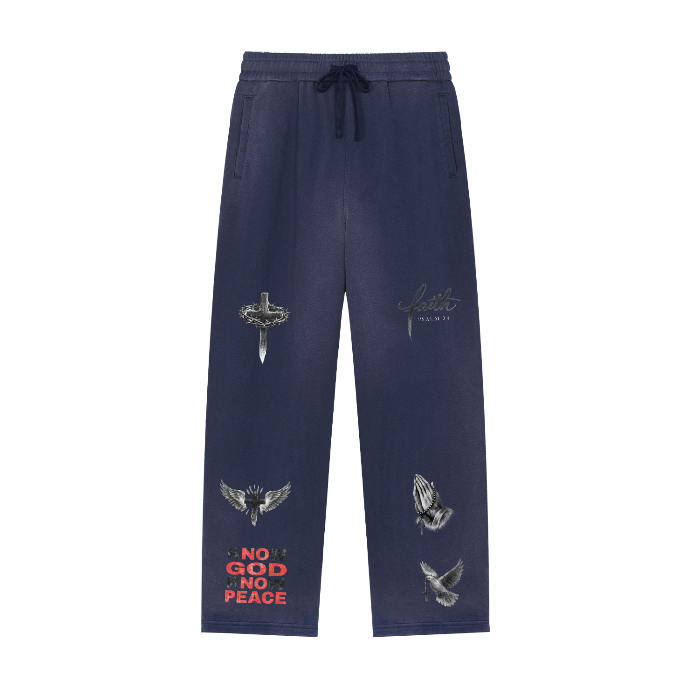 Sun Fade Raw Edge Straight-Leg Sweatpants