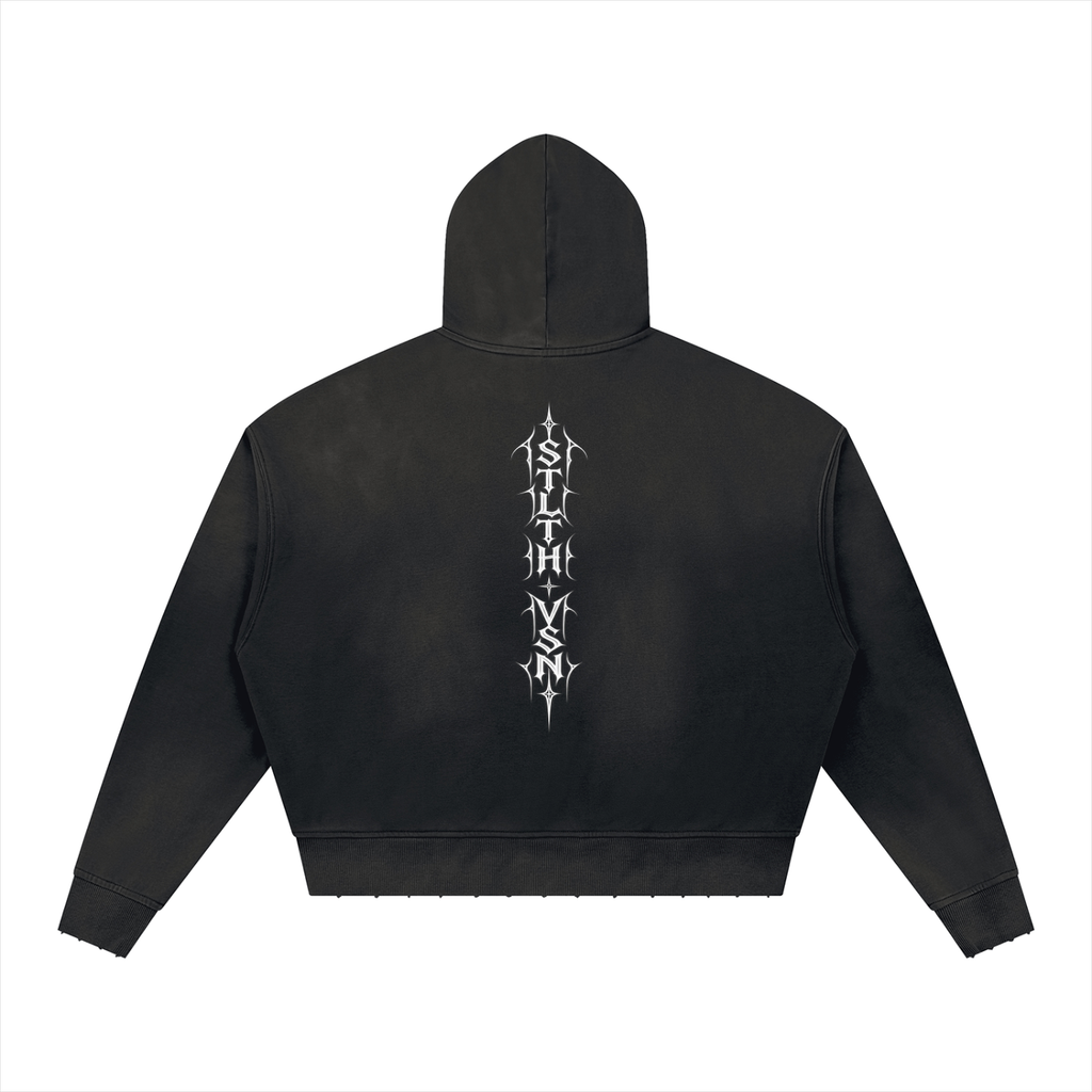 Unisex Sunfade Distressed Boxy Hoodie