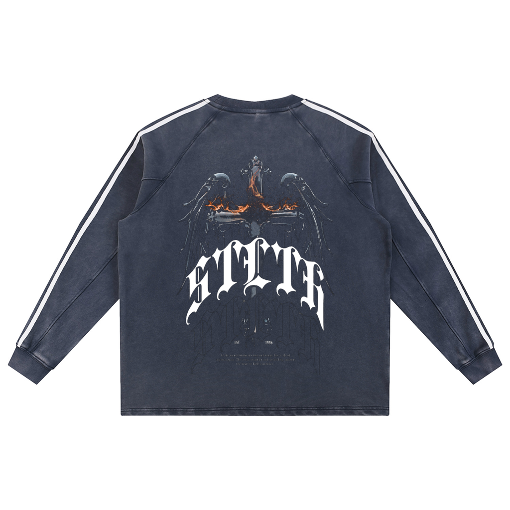 Snow Washed Contrast Tape Sweatshirt