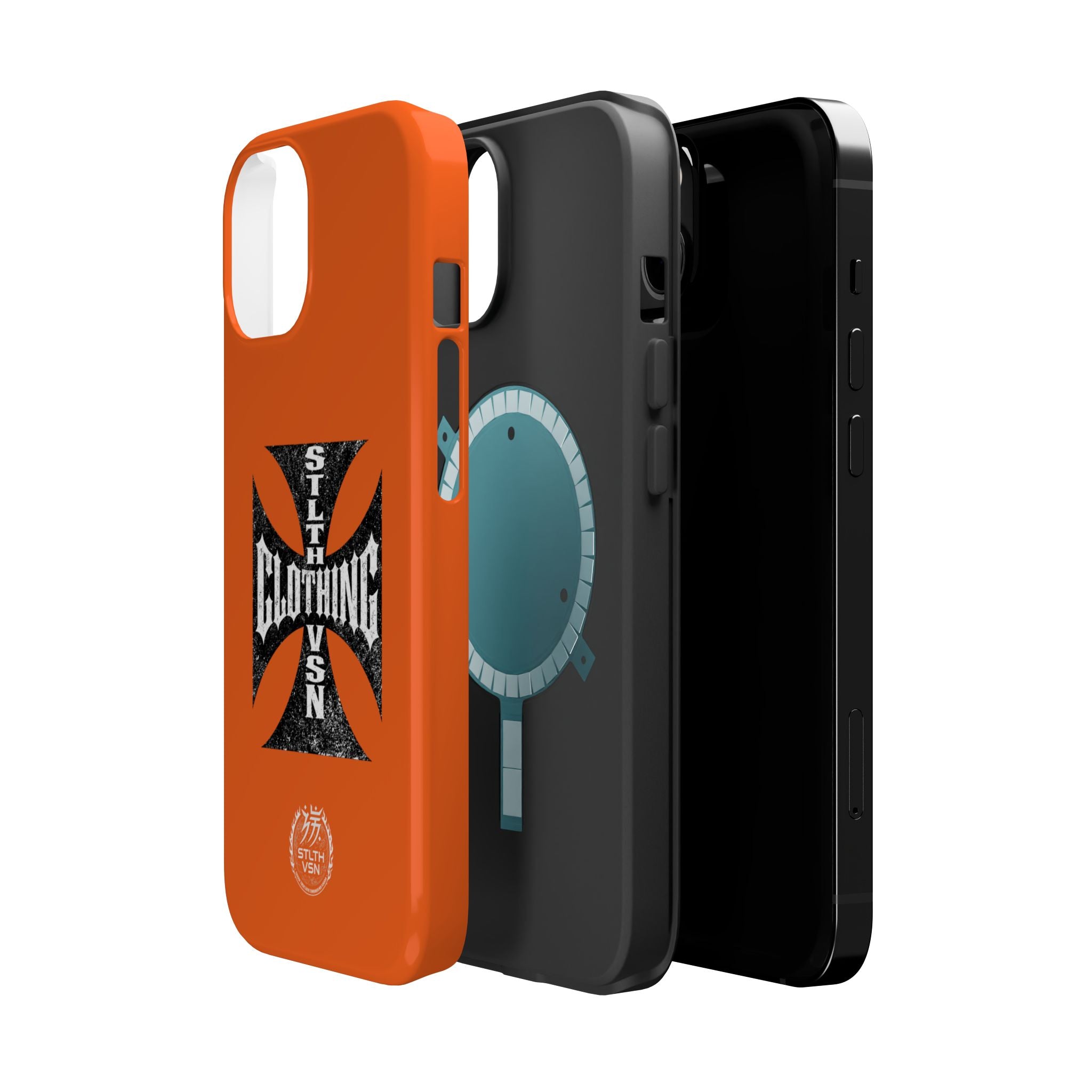 Phone Case — Orange Magnetic Impact-Resistant Case with Bold Cross Logo