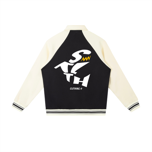 Contrast Raglan Sleeve Baseball Jacket