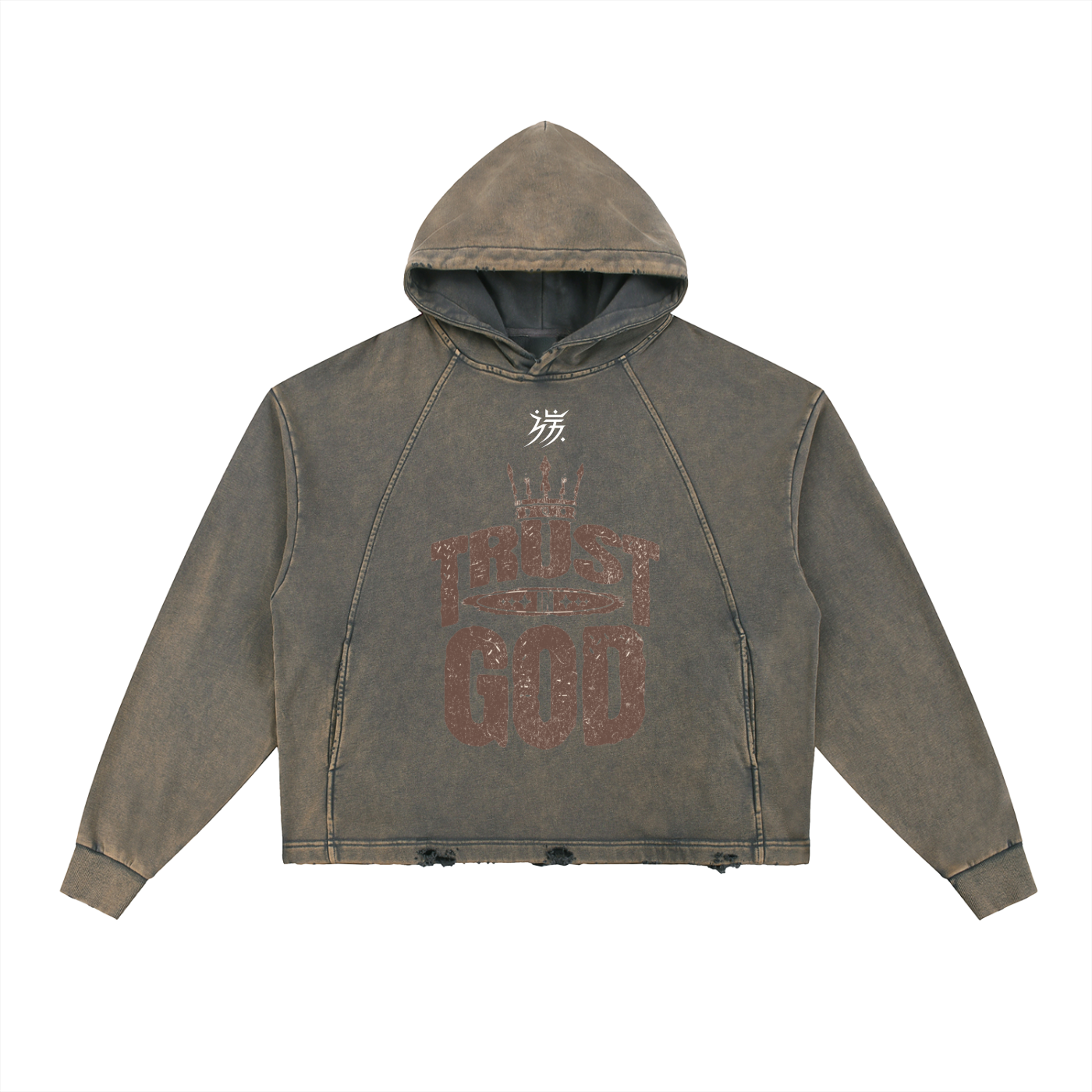 Vintage Washed Frayed-Hem Hoodie