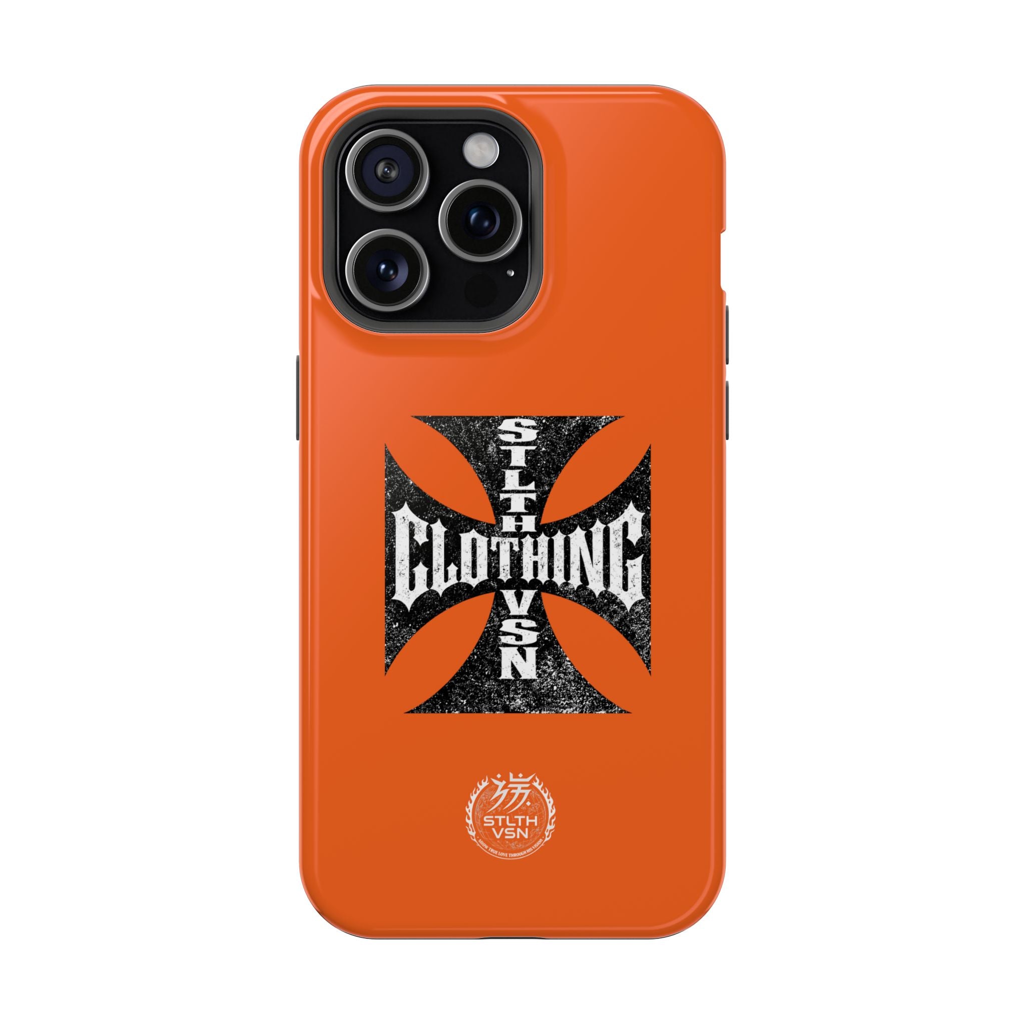 Phone Case — Orange Magnetic Impact-Resistant Case with Bold Cross Logo