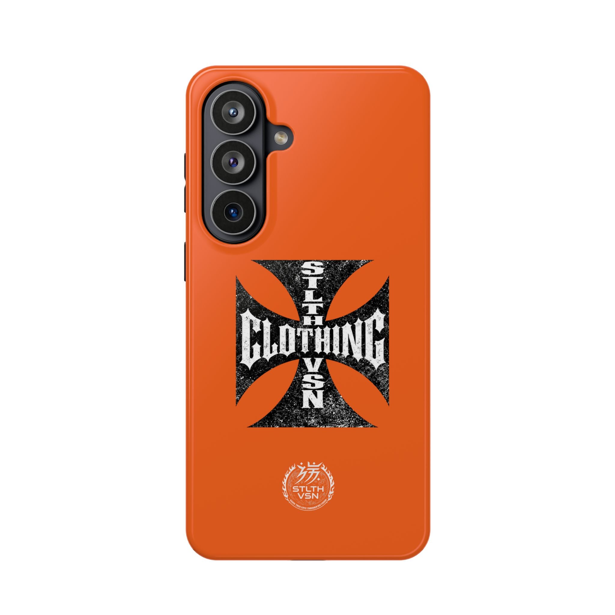 Phone Case — Orange Magnetic Impact-Resistant Case with Bold Cross Logo