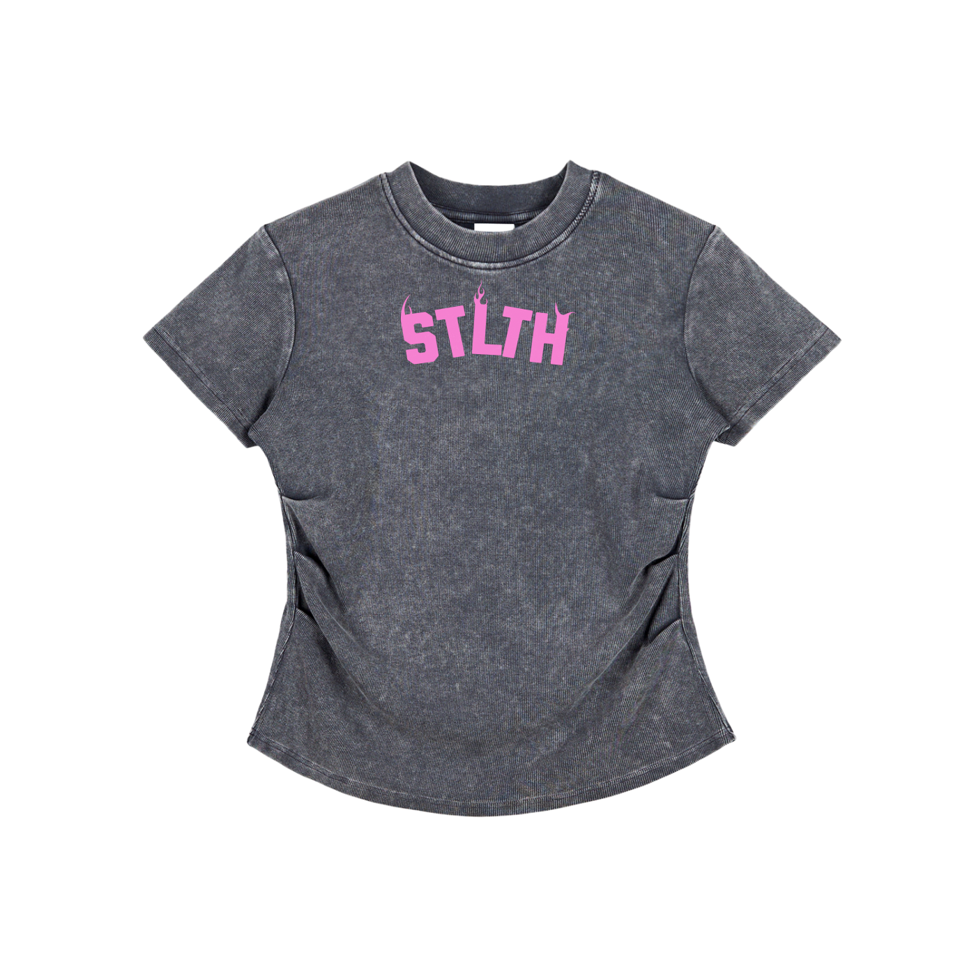 Vintaged-Wash Bodycon Cotton T-Shirt