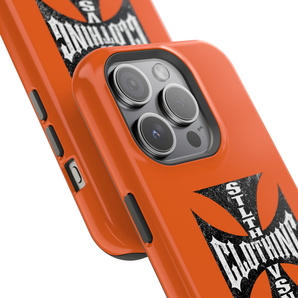 Phone Case — Orange Magnetic Impact-Resistant Case with Bold Cross Logo