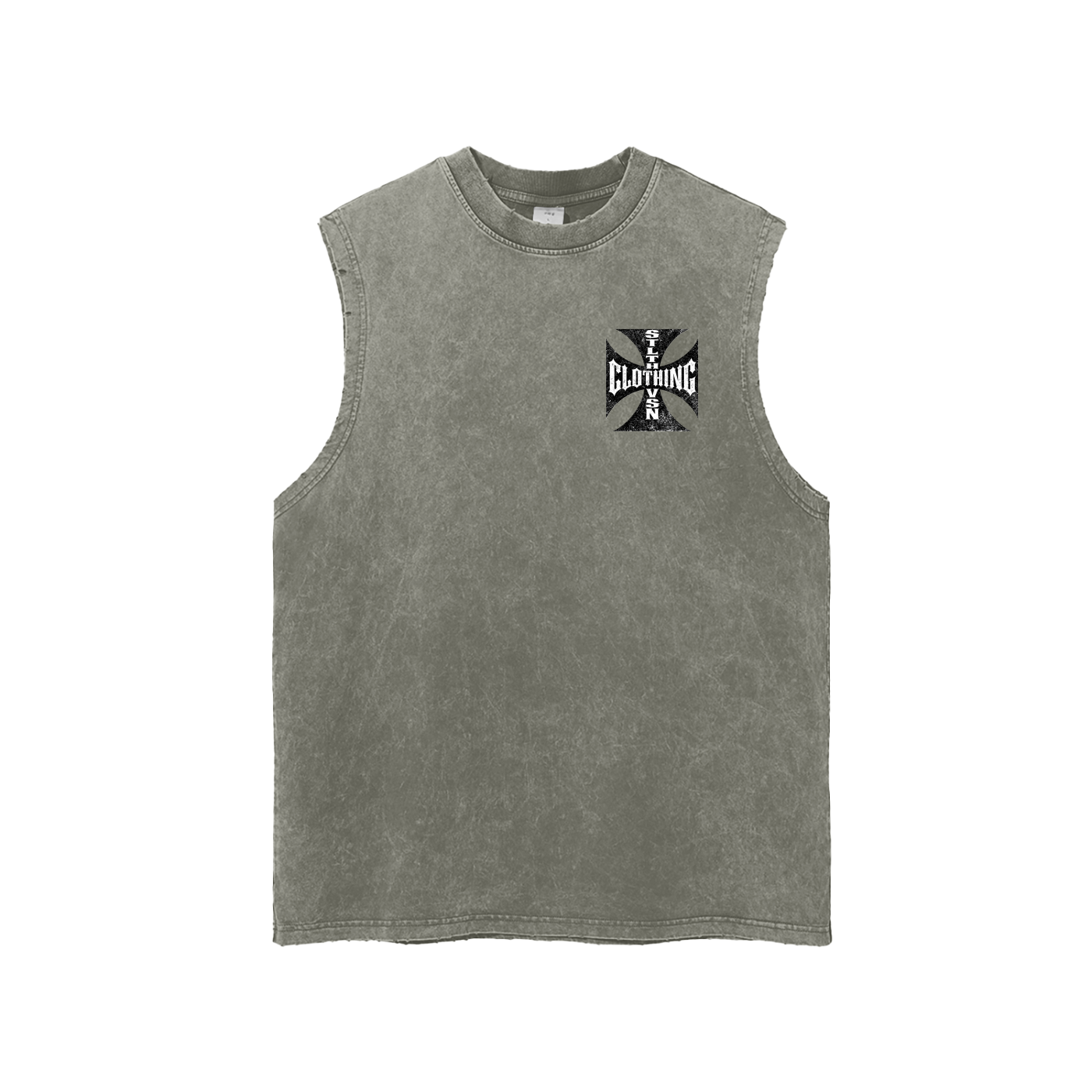 Snow Washed Frayed Hem Tank Top