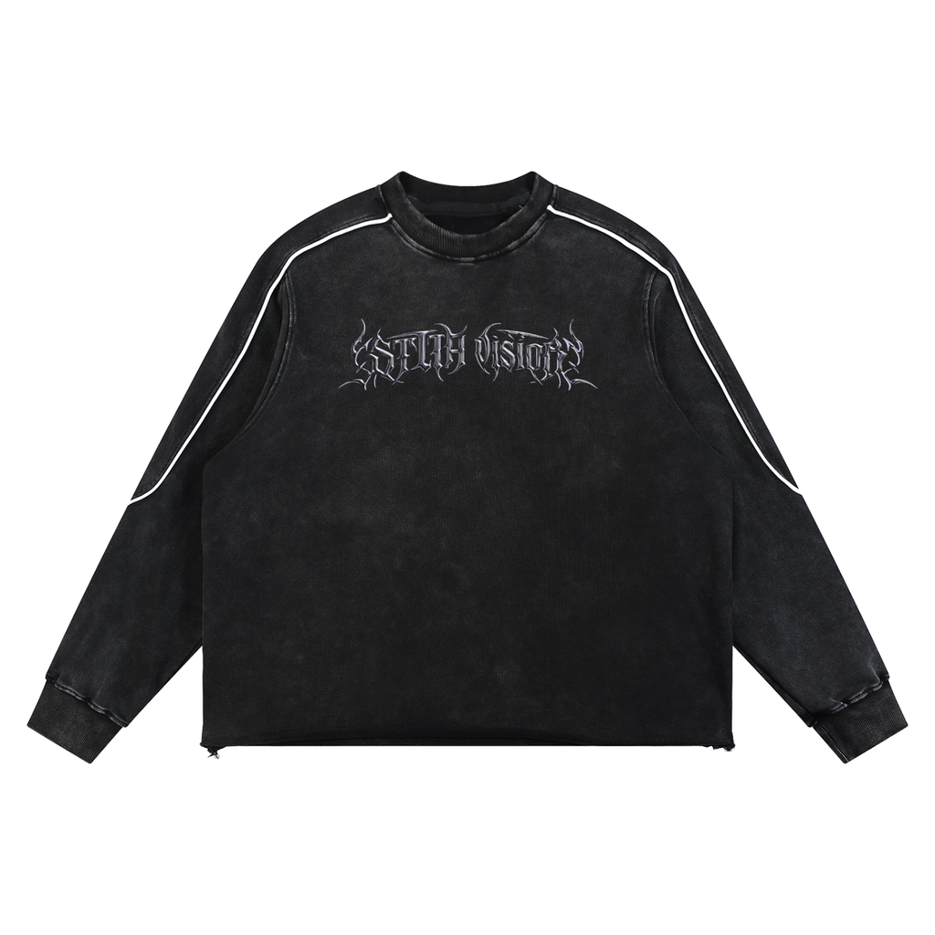 Mineral Wash Piping Raw Hem Sweatshirt