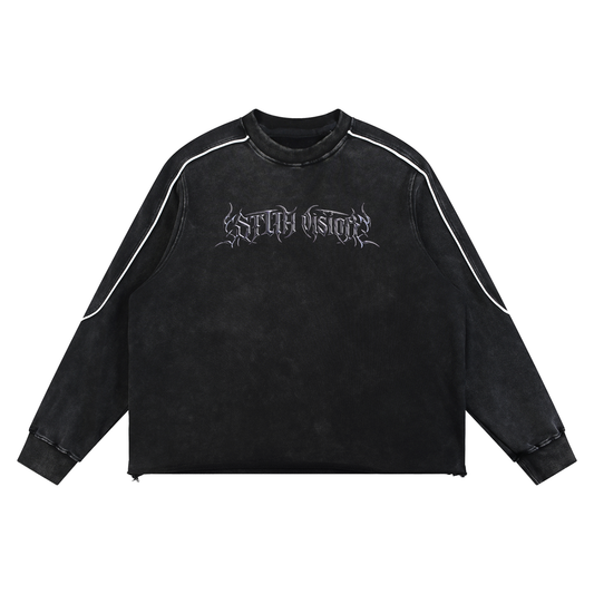 Mineral Wash Piping Raw Hem Sweatshirt