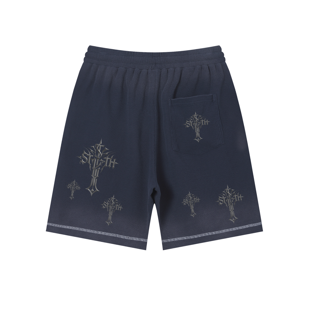 Cross Waffle Hem Shorts Set