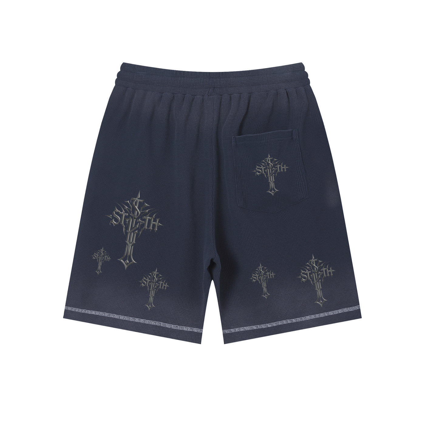Unisex Sunfade Waffle Raw Hem Shorts