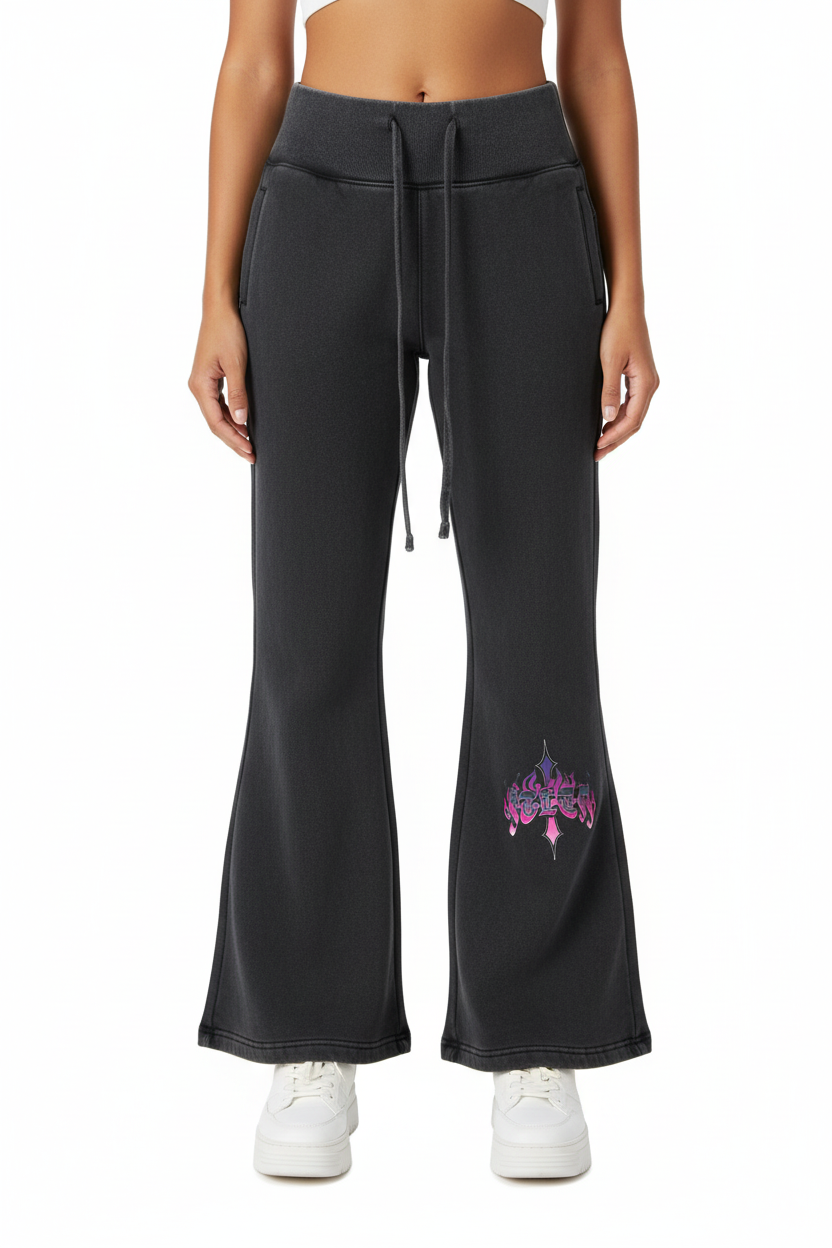 Vintage Washed Flared Fleece Pants
