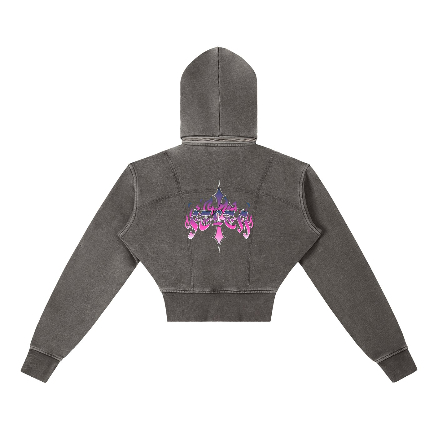Vintage Washed Cropped Fleece Hoodie