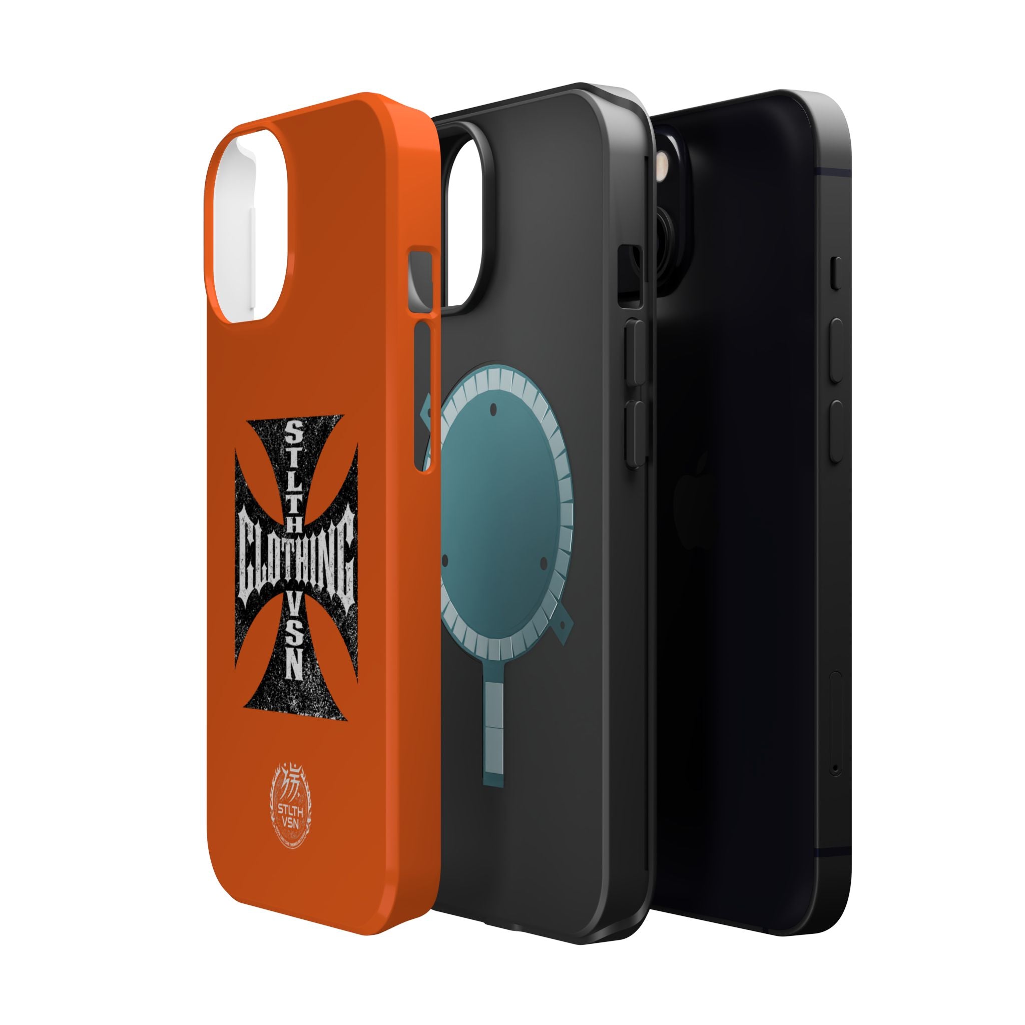 Phone Case — Orange Magnetic Impact-Resistant Case with Bold Cross Logo