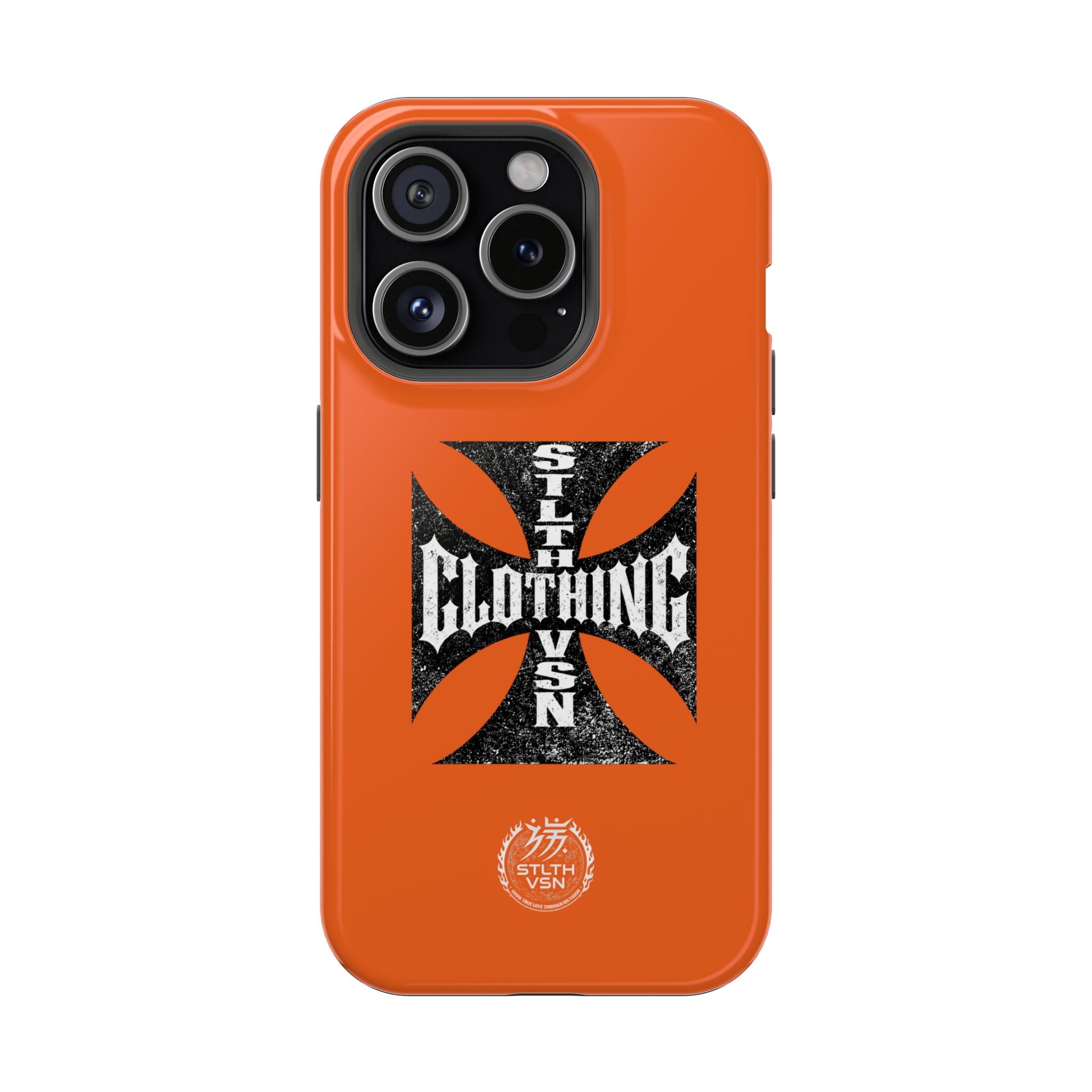 Phone Case — Orange Magnetic Impact-Resistant Case with Bold Cross Logo