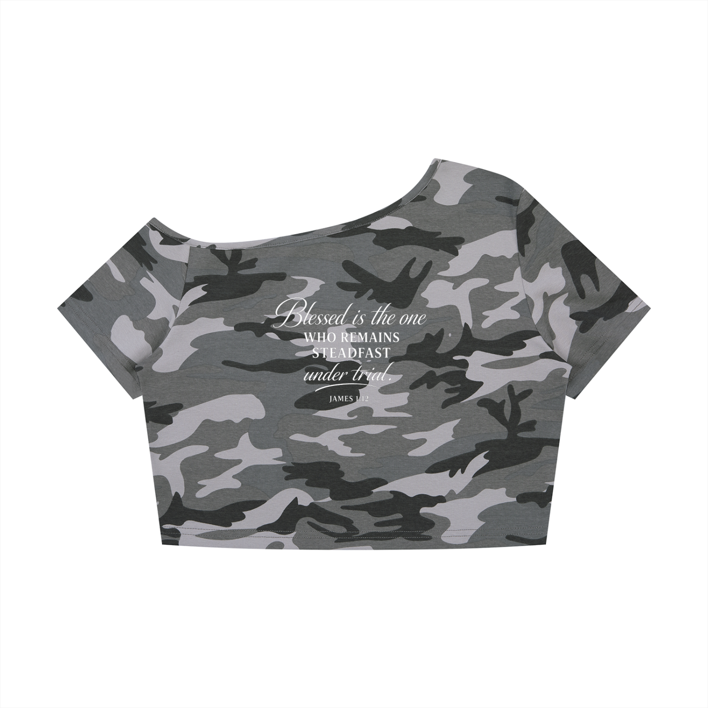 Women's Camo Off-Shoulder Crop T-Shirt