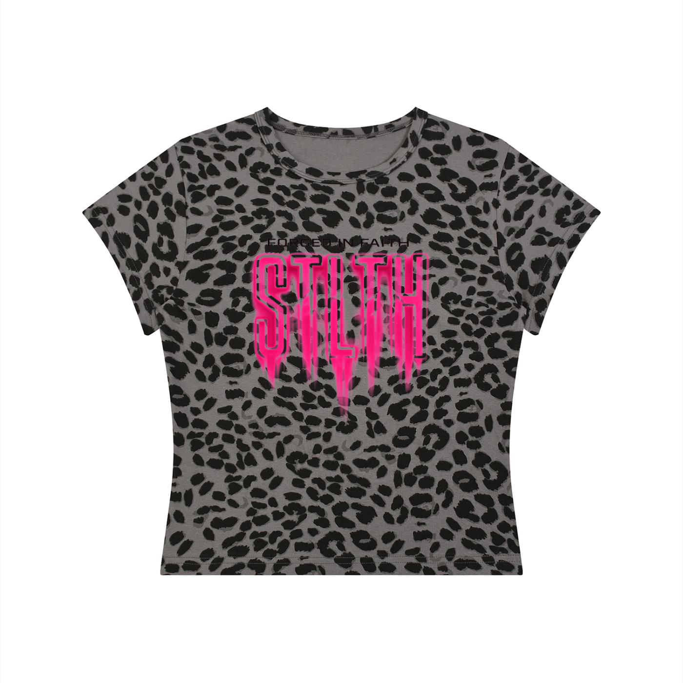 Forged in Faith Women’s Leopard Print Crop T-Shirt