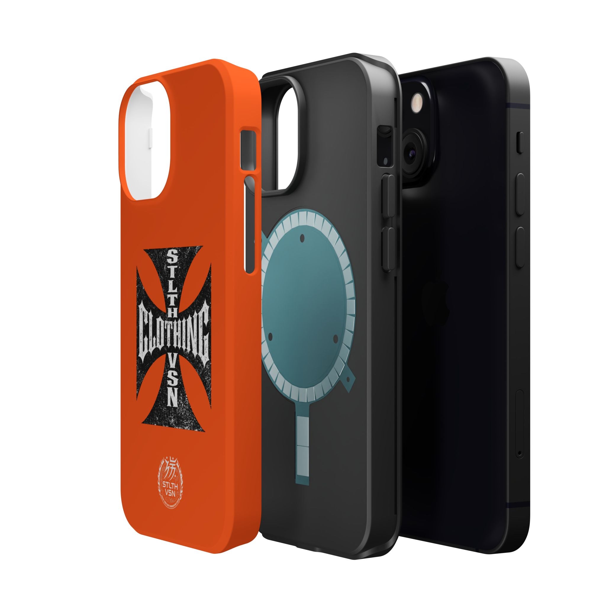 Phone Case — Orange Magnetic Impact-Resistant Case with Bold Cross Logo