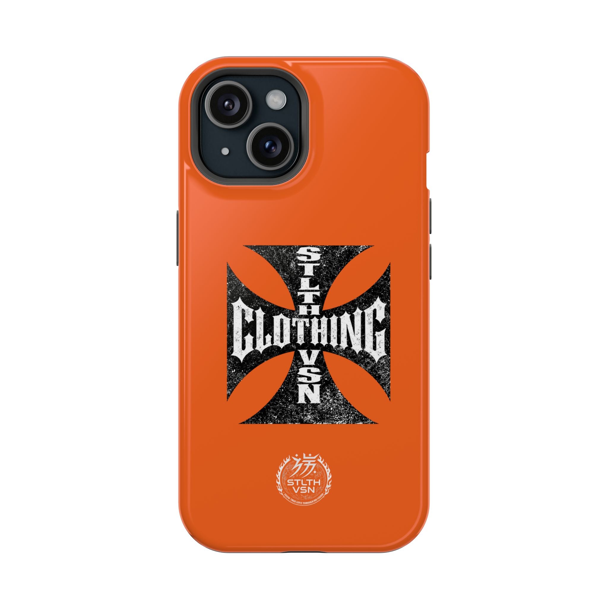 Phone Case — Orange Magnetic Impact-Resistant Case with Bold Cross Logo
