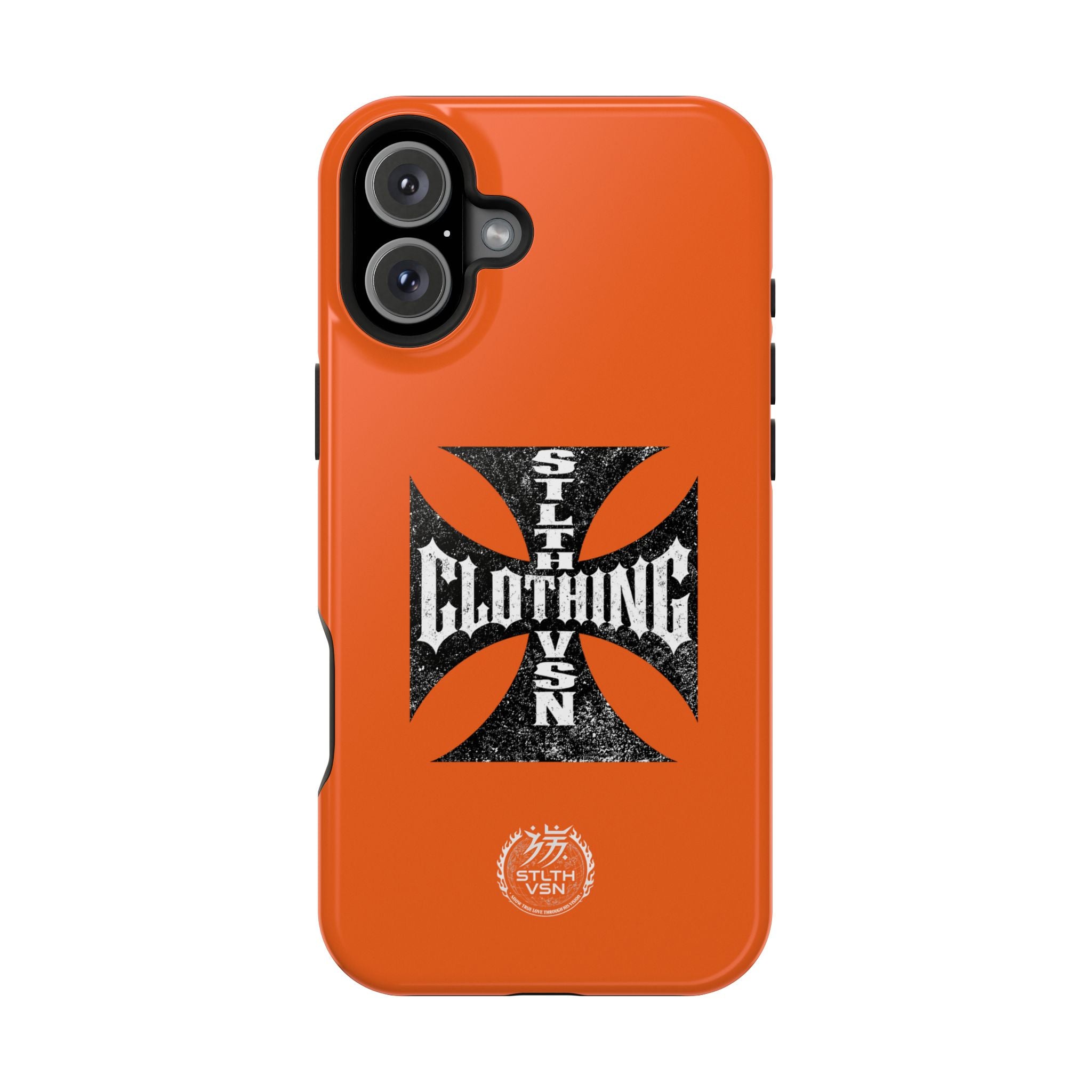 Phone Case — Orange Magnetic Impact-Resistant Case with Bold Cross Logo