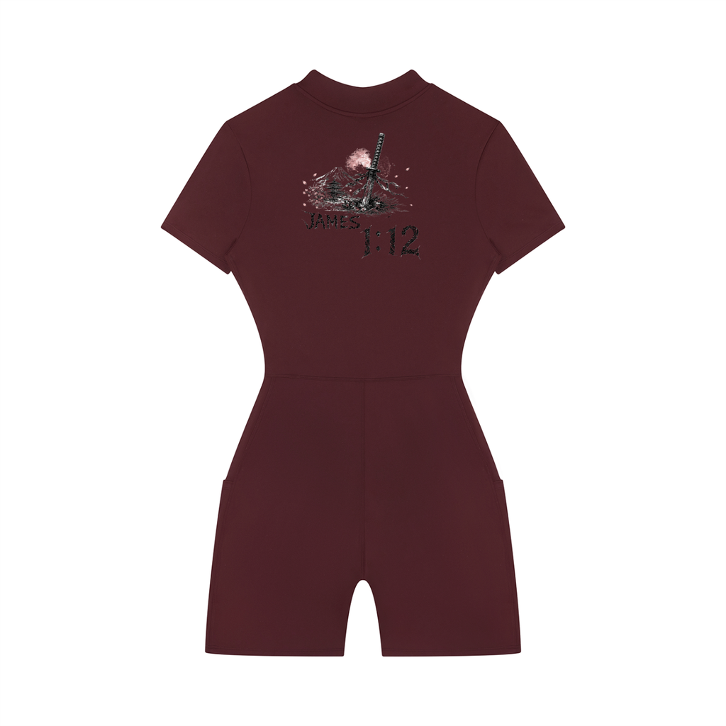 Women's Quarter-Zip Short Sleeve Romper
