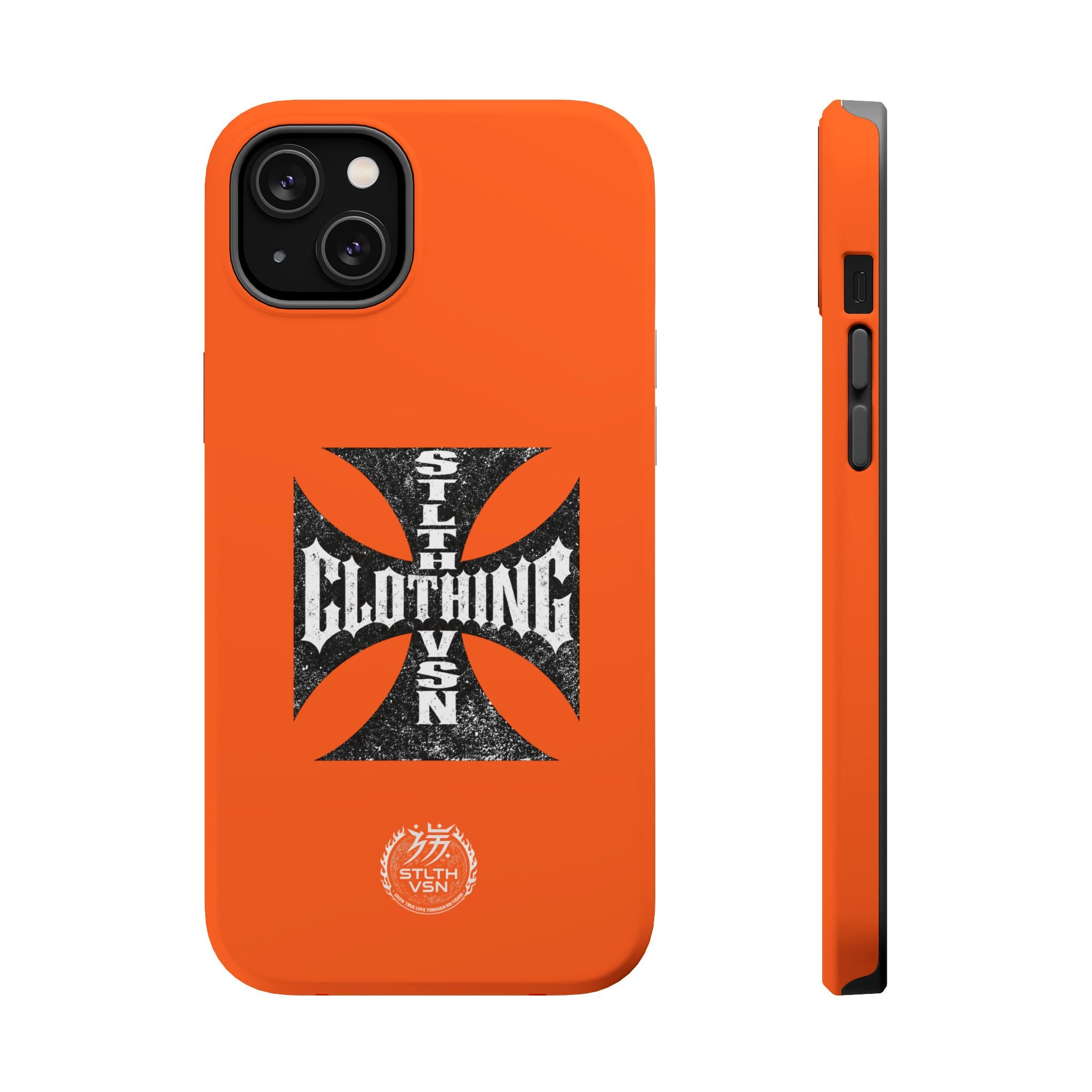 Phone Case — Orange Magnetic Impact-Resistant Case with Bold Cross Logo