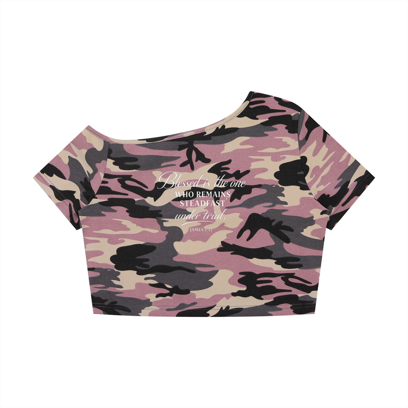 Women's Camo Off-Shoulder Crop T-Shirt