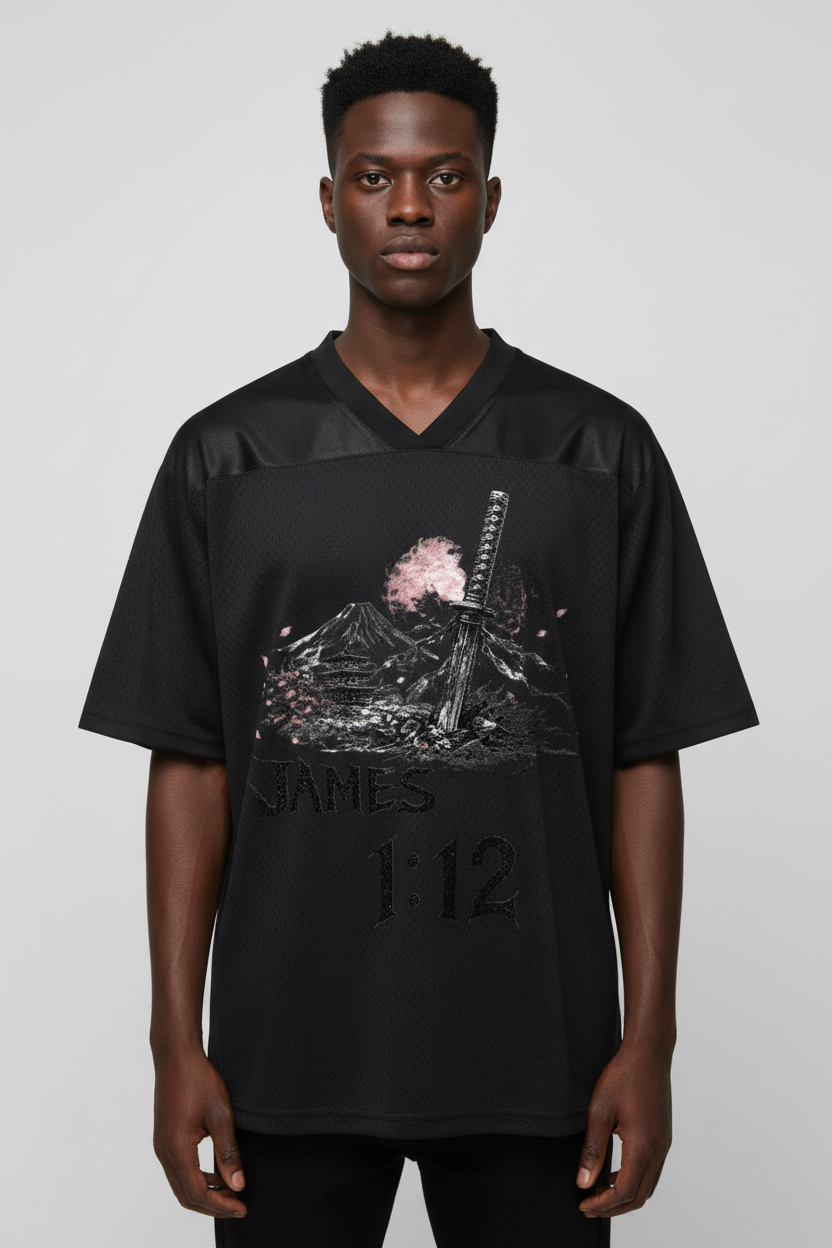 Blossom Oversized Mesh V-Neck Soccer Jersey