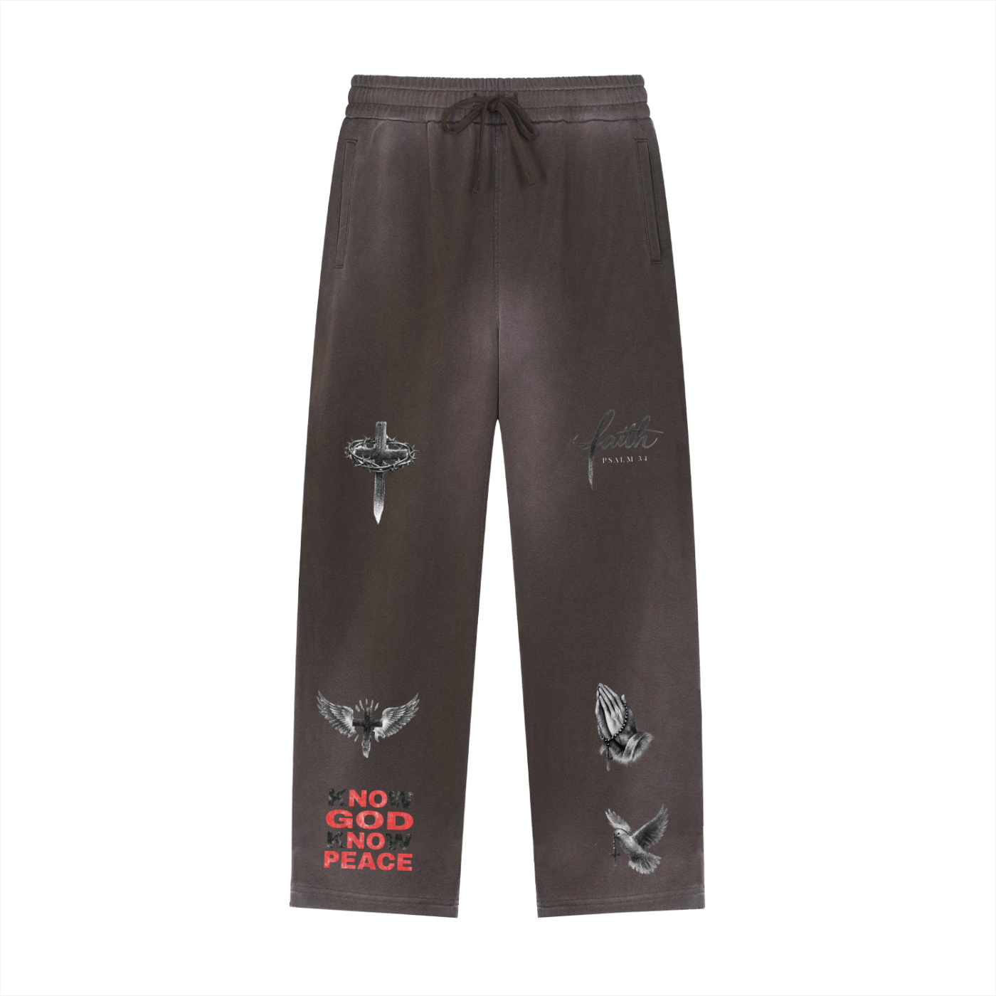 Sun Fade Raw Edge Straight-Leg Sweatpants