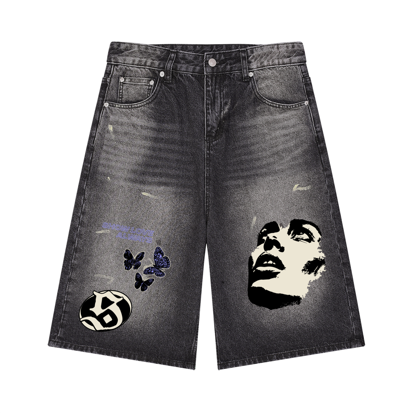 Men’s Vintage Wash Wide Leg Denim Shorts